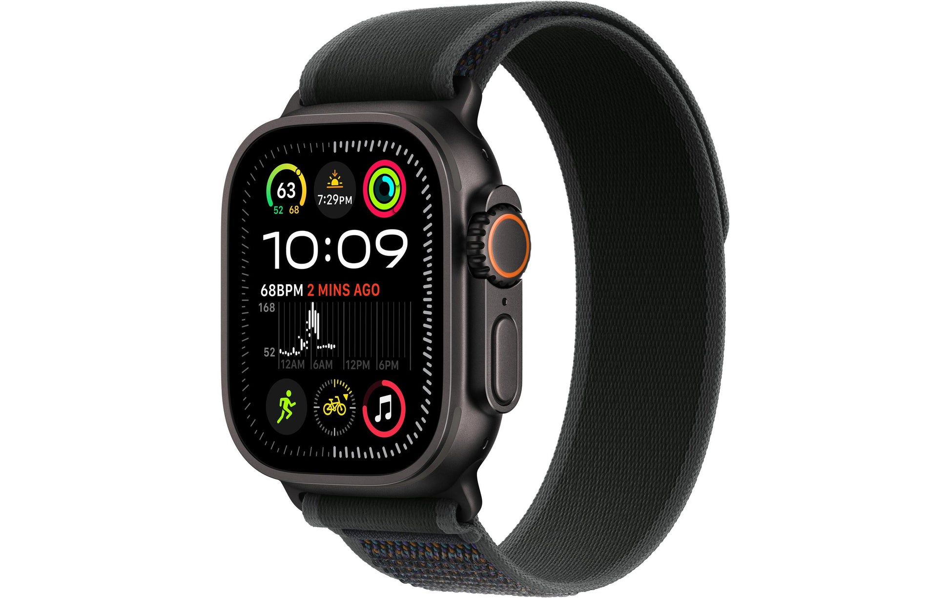 Apple Watch Ultra 2 (2024) – Smartwatch – 49 mm, LTE, OLED, Saphirglas, 100 m, Schwarz Titanium, Bandgrösse S/M