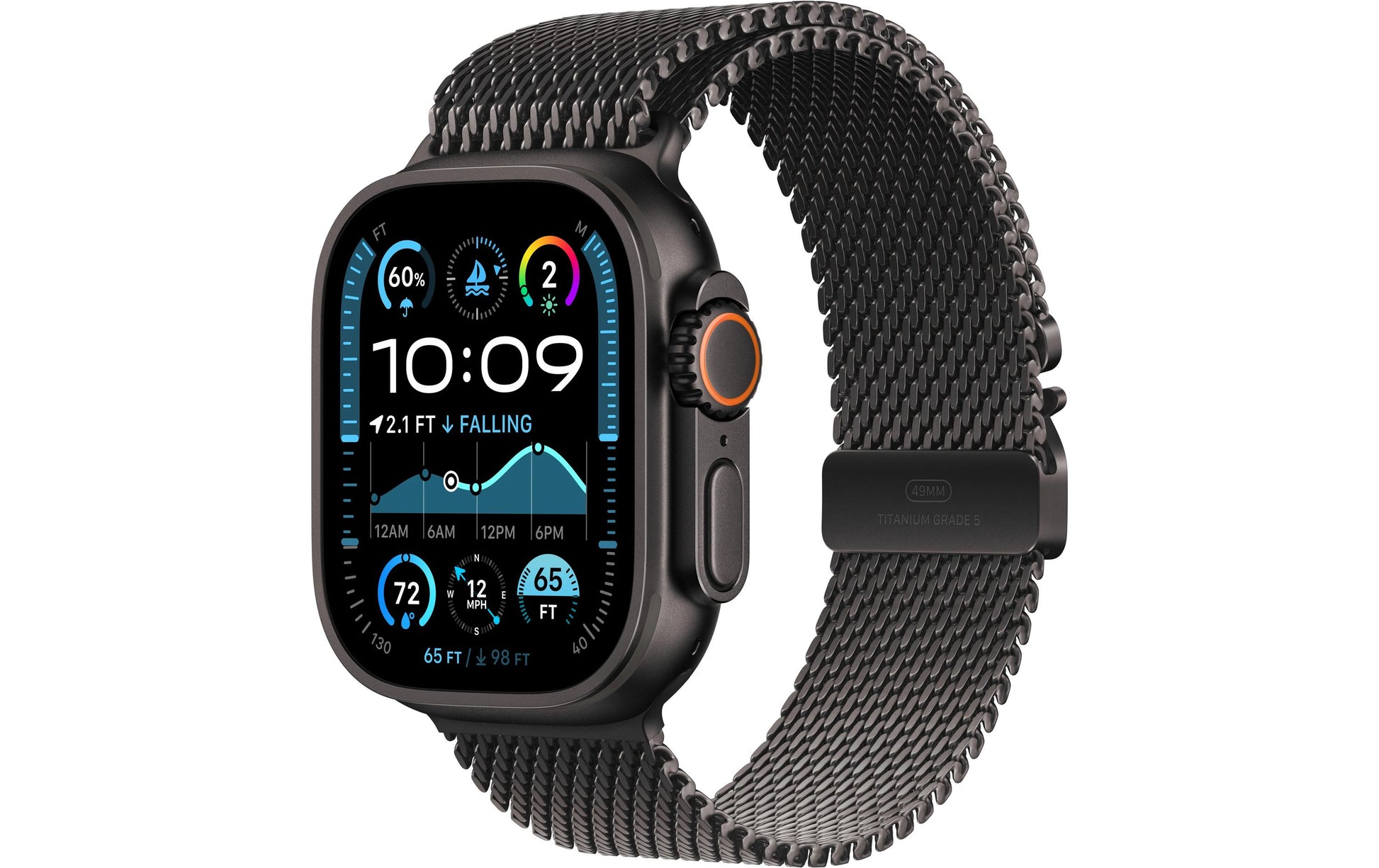 Apple Watch Ultra 2 (2024) – Smartwatch – 44 mm, GPS, OLED, Saphirglas, 100 m, Schwarz Titan