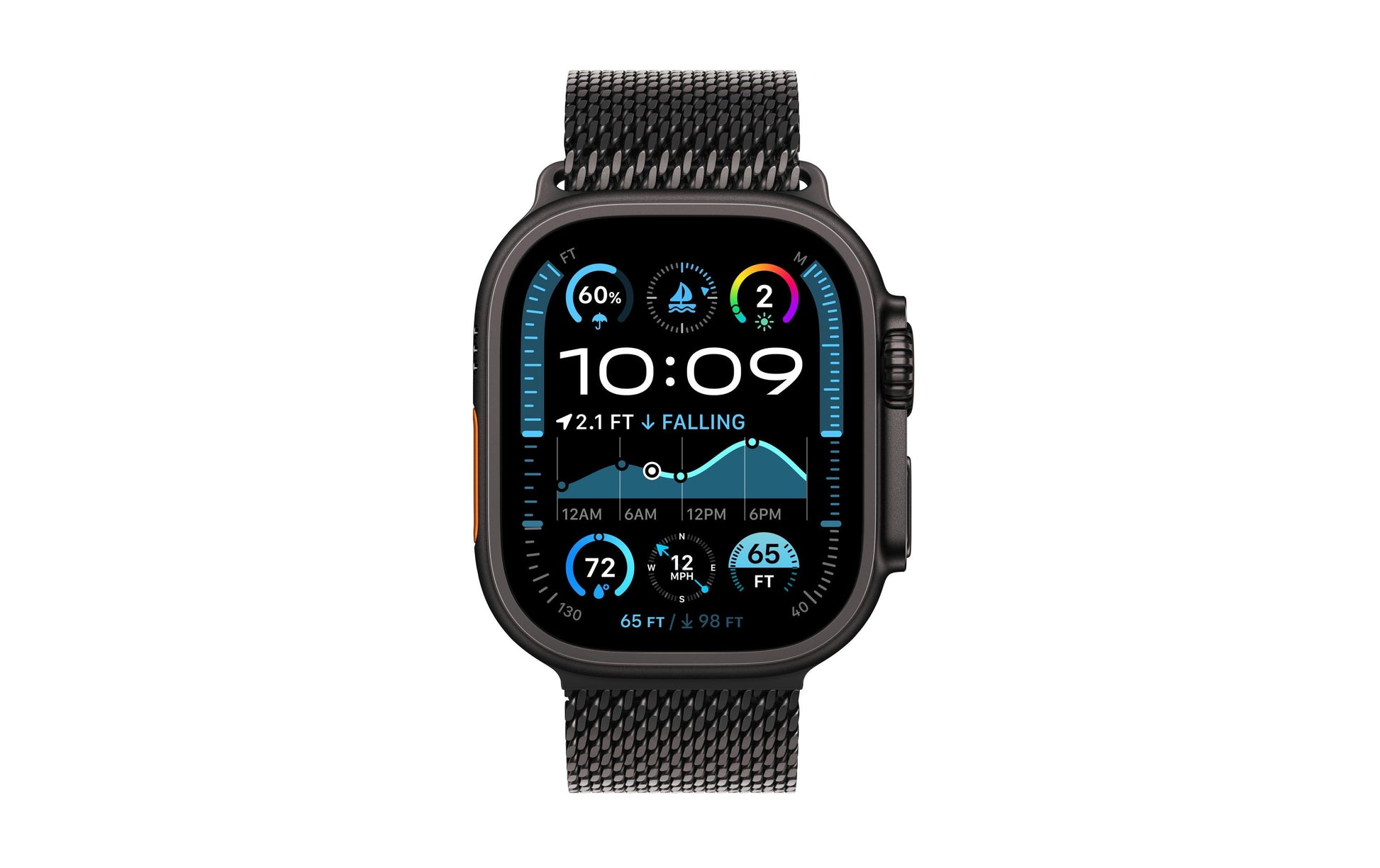 Apple Watch Ultra 2 (2024) – Smartwatch – 44 mm, GPS, OLED, Saphirglas, 100 m, Schwarz Titan
