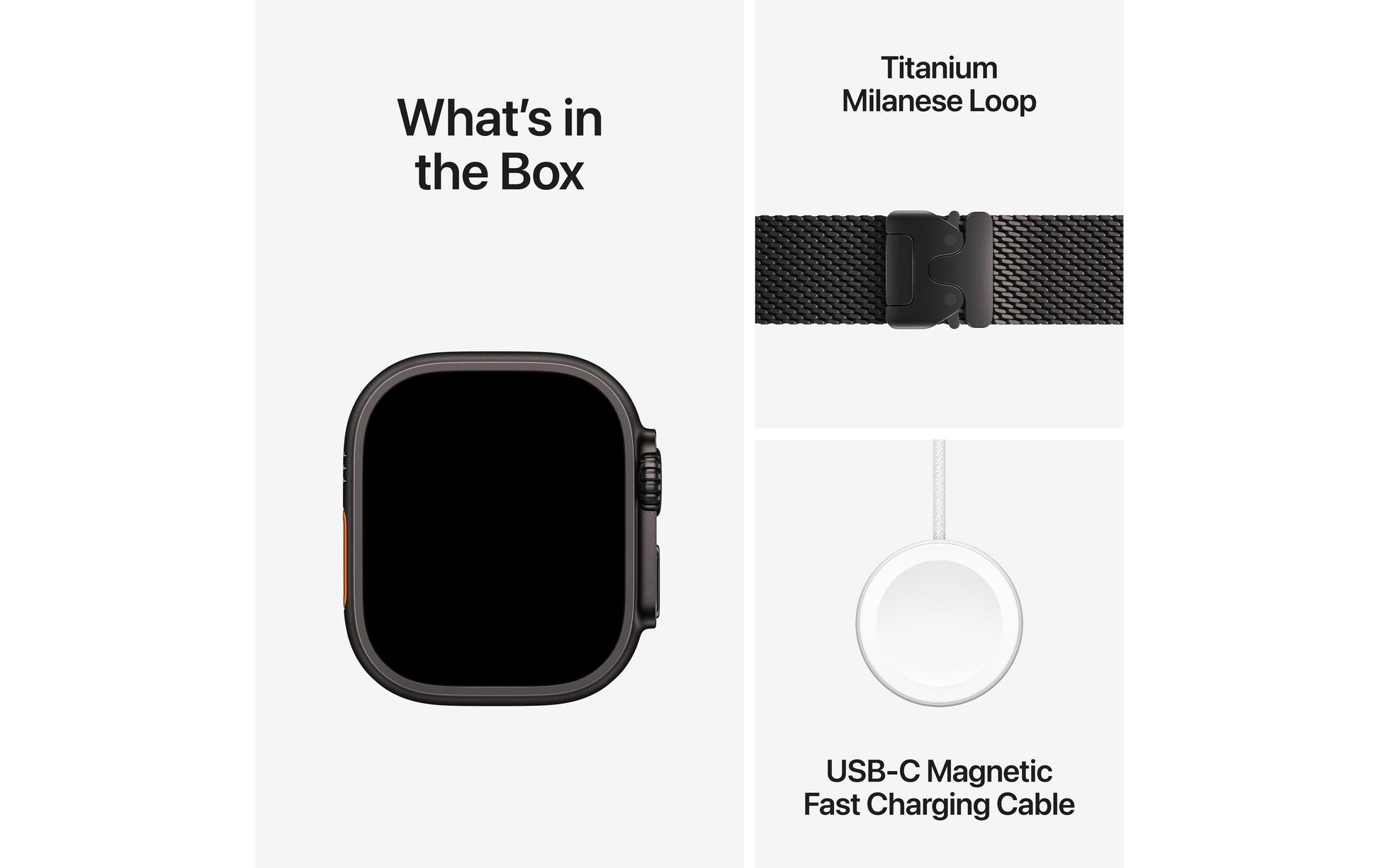 Apple Watch Ultra 2 – Smartwatch – 49 mm, LTE, OLED, Saphirglas, 100 m, Schwarz Titan, Mailänder Schlaufe (M)
