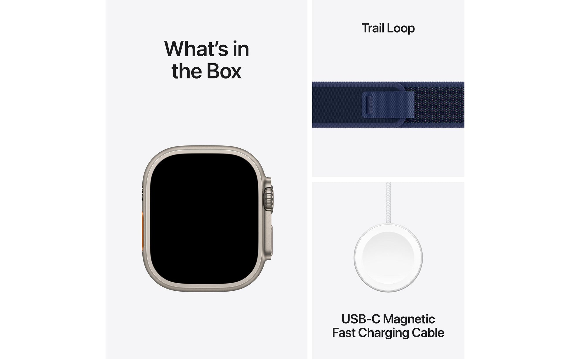 Apple Watch Ultra 2 – Smartwatch – 49 mm, LTE, OLED, Saphirglas, 100 m, Naturtitan, Blau, M/L, Trail Loop