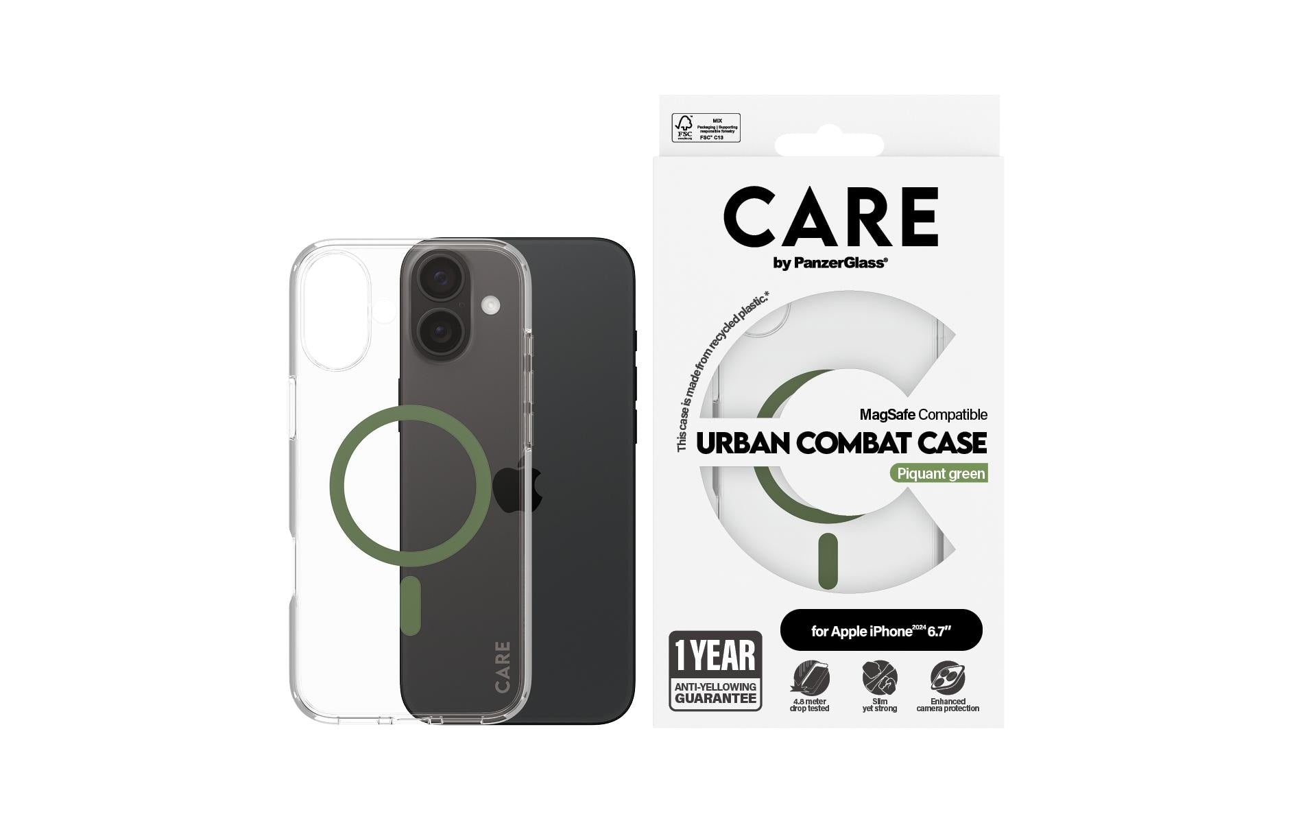 PanzerGlass Backcover Flagship – für Apple iPhone 16 Plus – transparent/grün – MagSafe-kompatibel