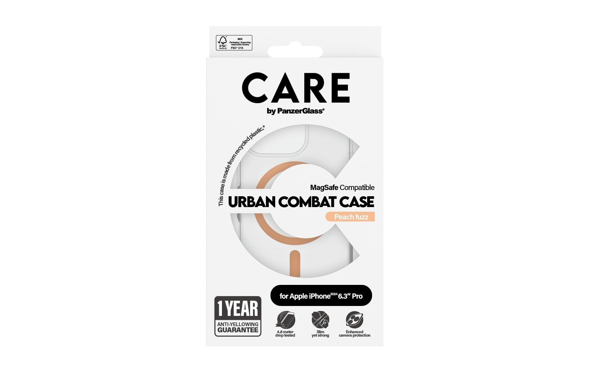 PanzerGlass Backcover – für Apple iPhone 16 Pro – Peachy – Recycling-Kunststoff – MagSafe-kompatibel