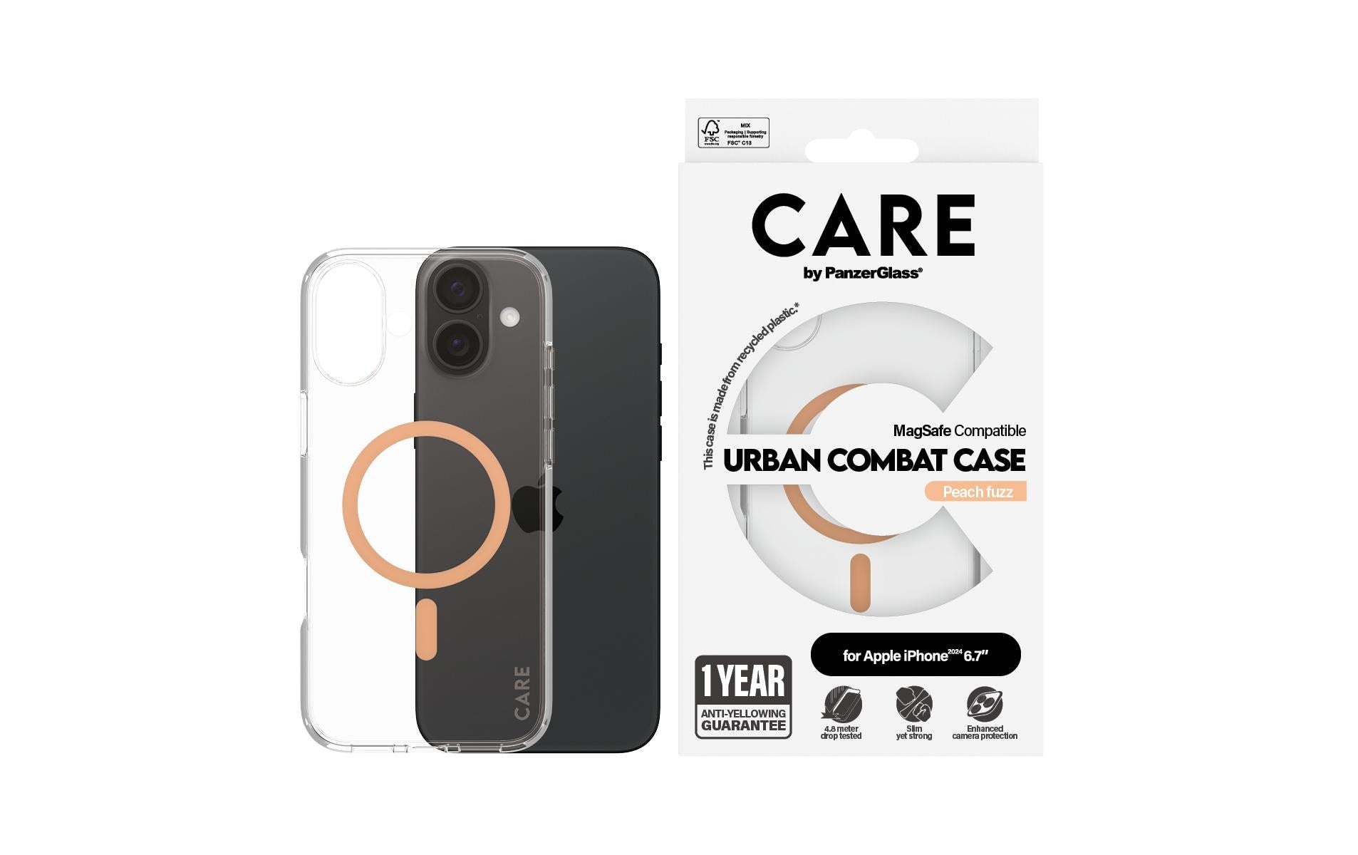 PanzerGlass Backcover Flagship – für Apple iPhone 16 Plus – Peachy – MagSafe kompatibel