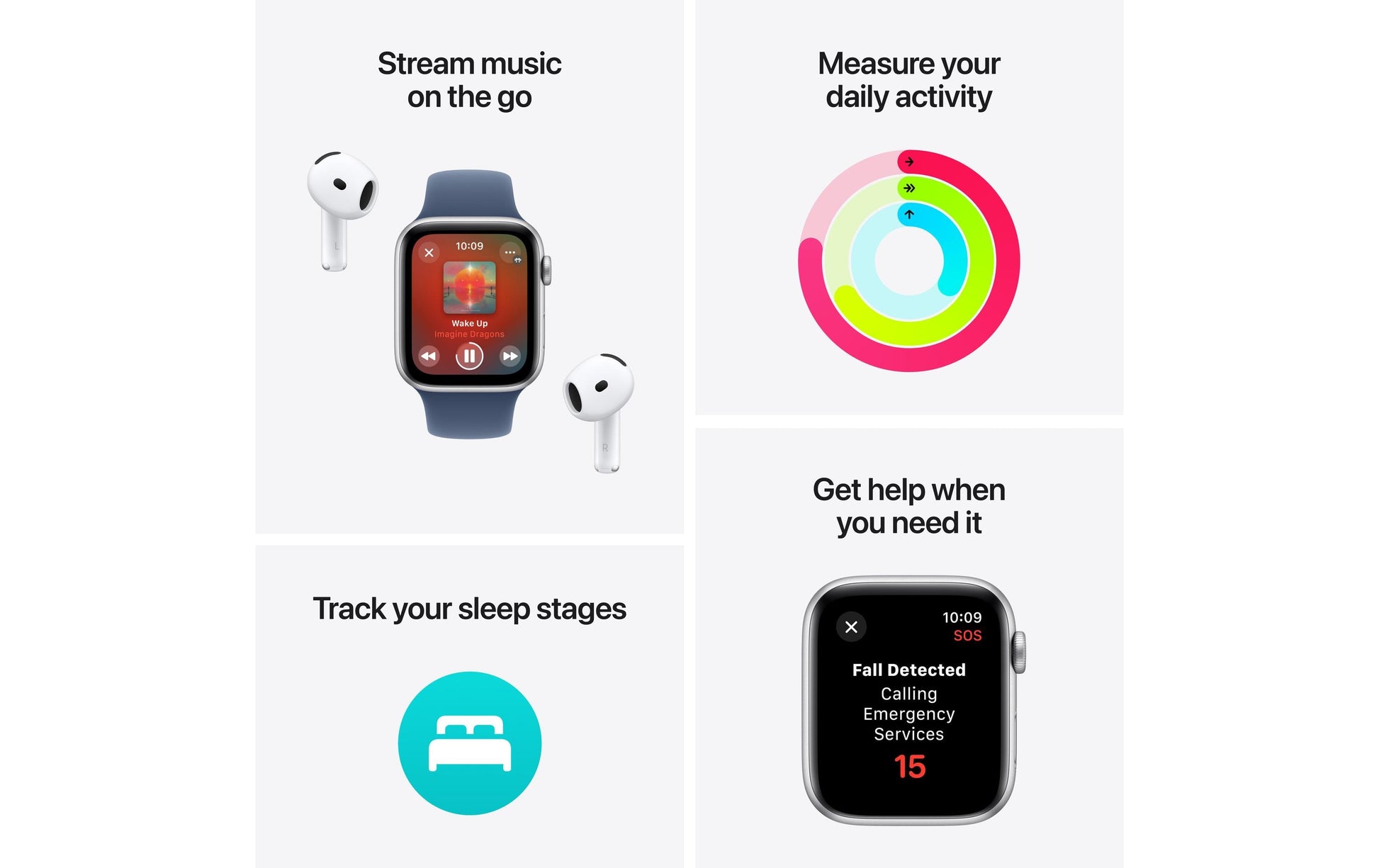 Apple Watch SE (2024) – Smartwatch – 44 mm, LTE, OLED, Ion-X Glas, 50 m, Blau, Bandgrösse S/M