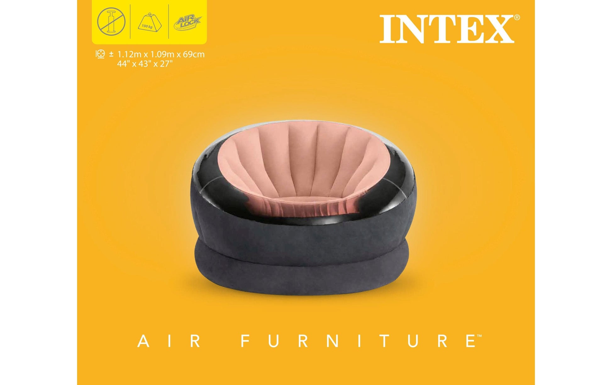 Intex Beistelltisch – 112 × 69 × 109 cm – PVC – Schwarz/Rosa
