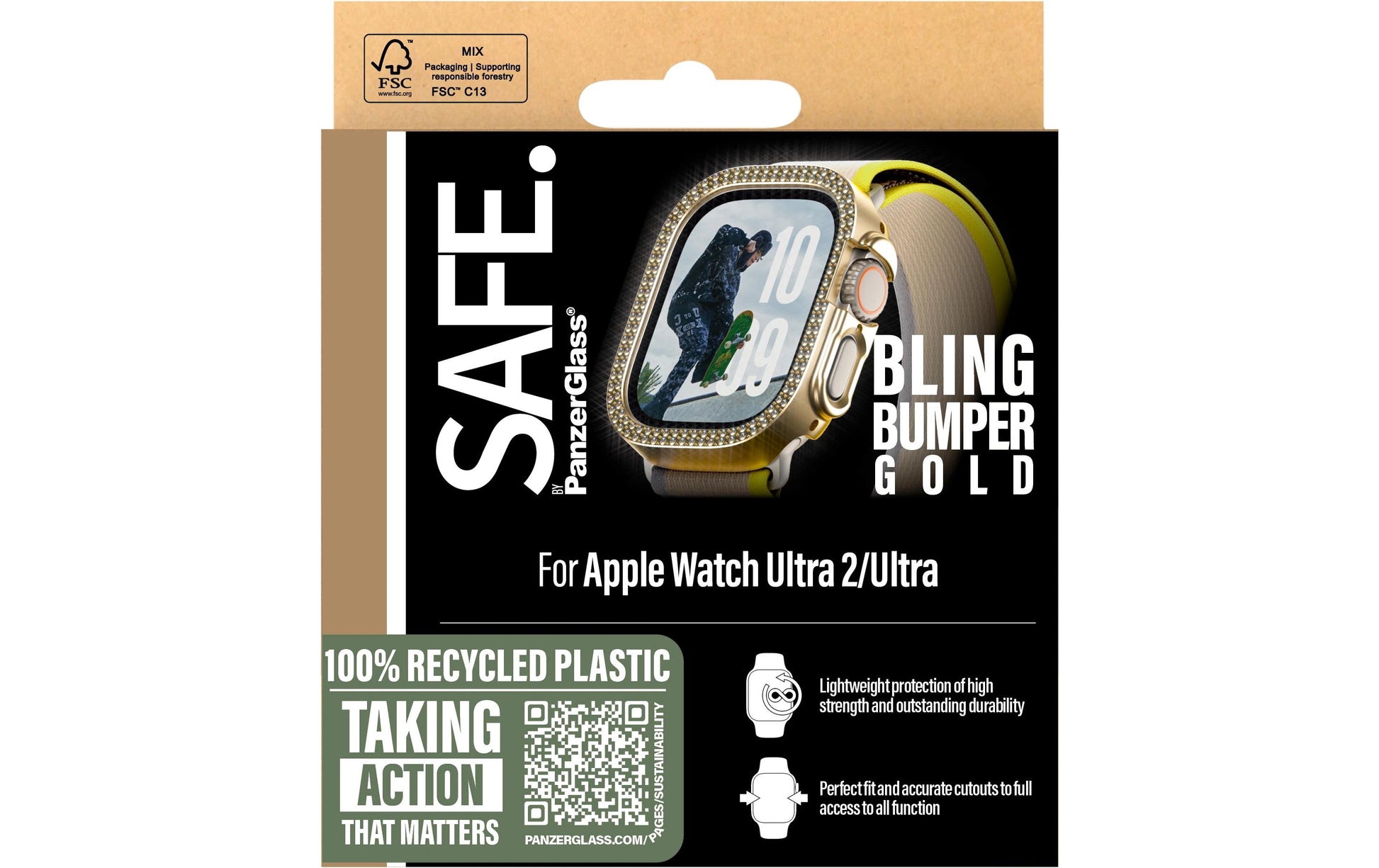 PanzerGlass SAFE. Bling Bumper – Backcover – für Apple Watch Ultra/Ultra 2 (49 mm), Gold