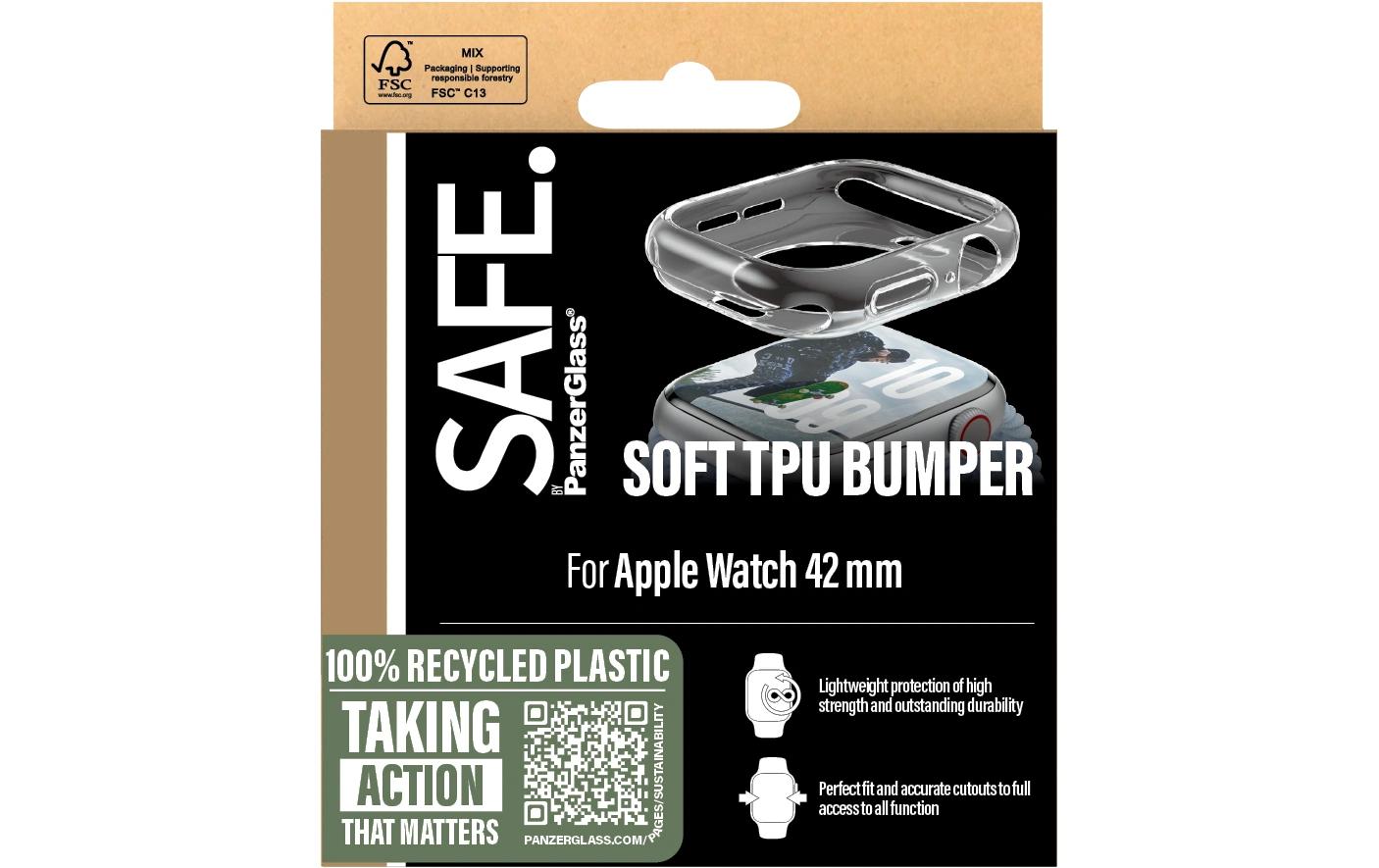PanzerGlass SAFE. TPU Bumper – Transparent, für Apple Watch Series 10 42 mm