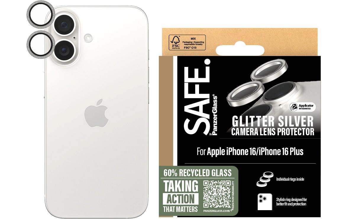 PanzerGlass Kameralinsenschutz – für iPhone 16, iPhone 16 Plus – Silber