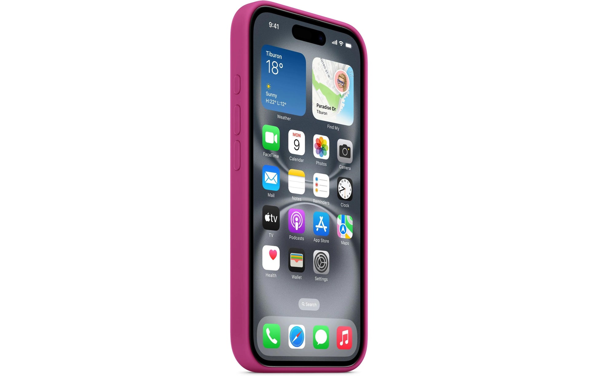 Apple Backcover – für Apple iPhone 16, MagSafe, Mikrofaser+Silikon, Fuchsia