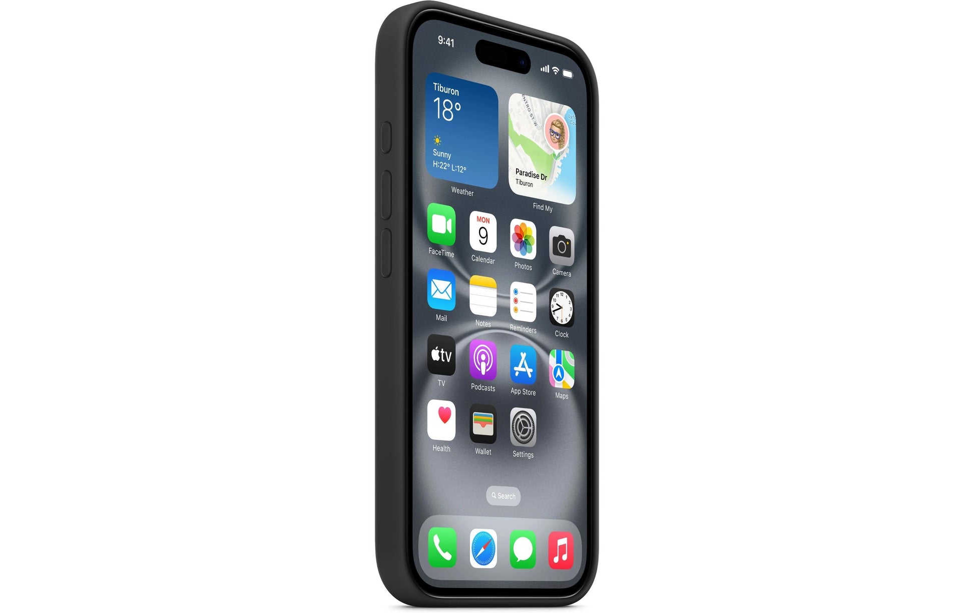 Apple Backcover – für Apple iPhone 16, MagSafe, Mikrofaser+Silikon, Schwarz