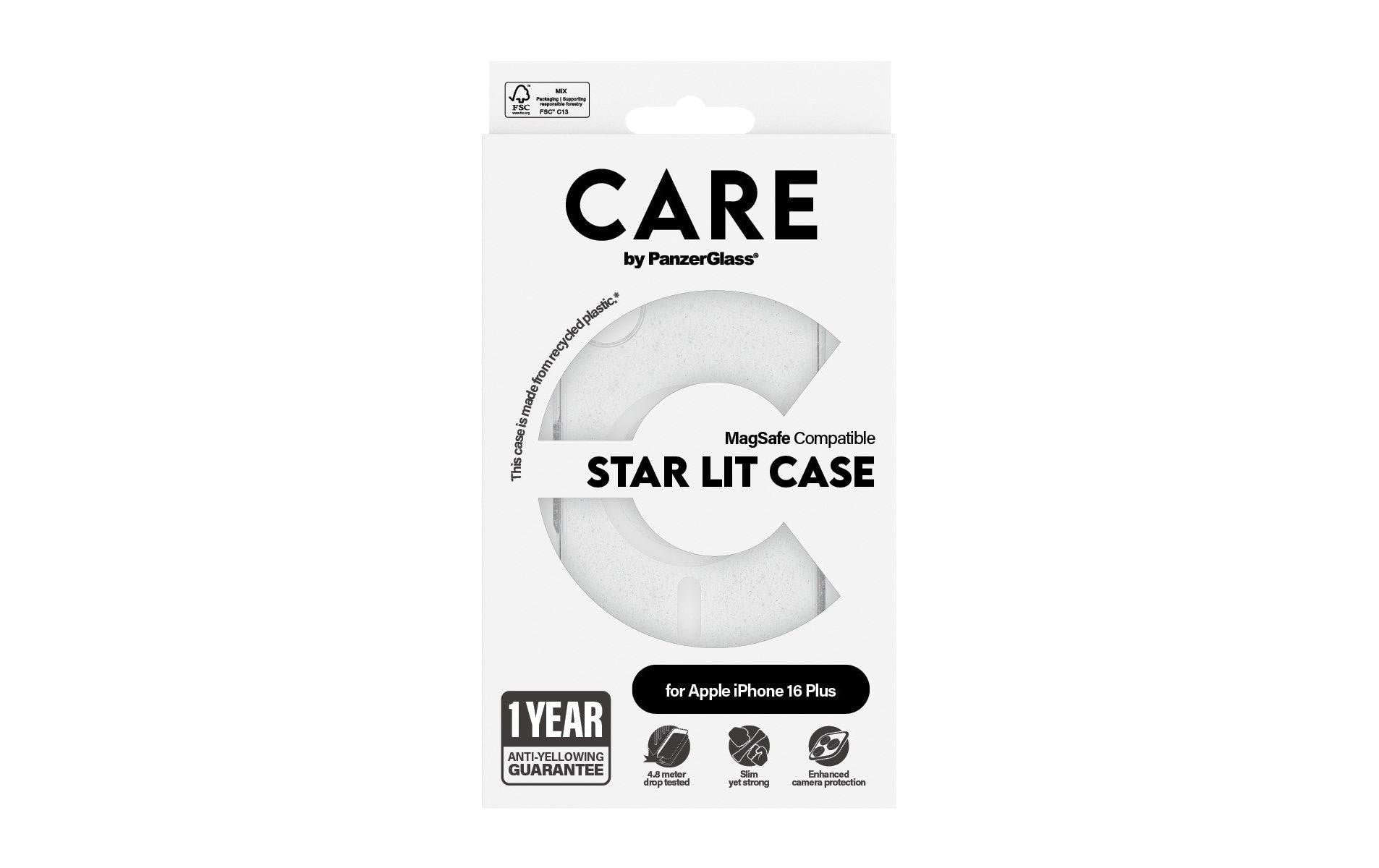 PanzerGlass Backcover Flagship Star Lit – für Apple iPhone 16 Plus – weiss – MagSafe-kompatibel