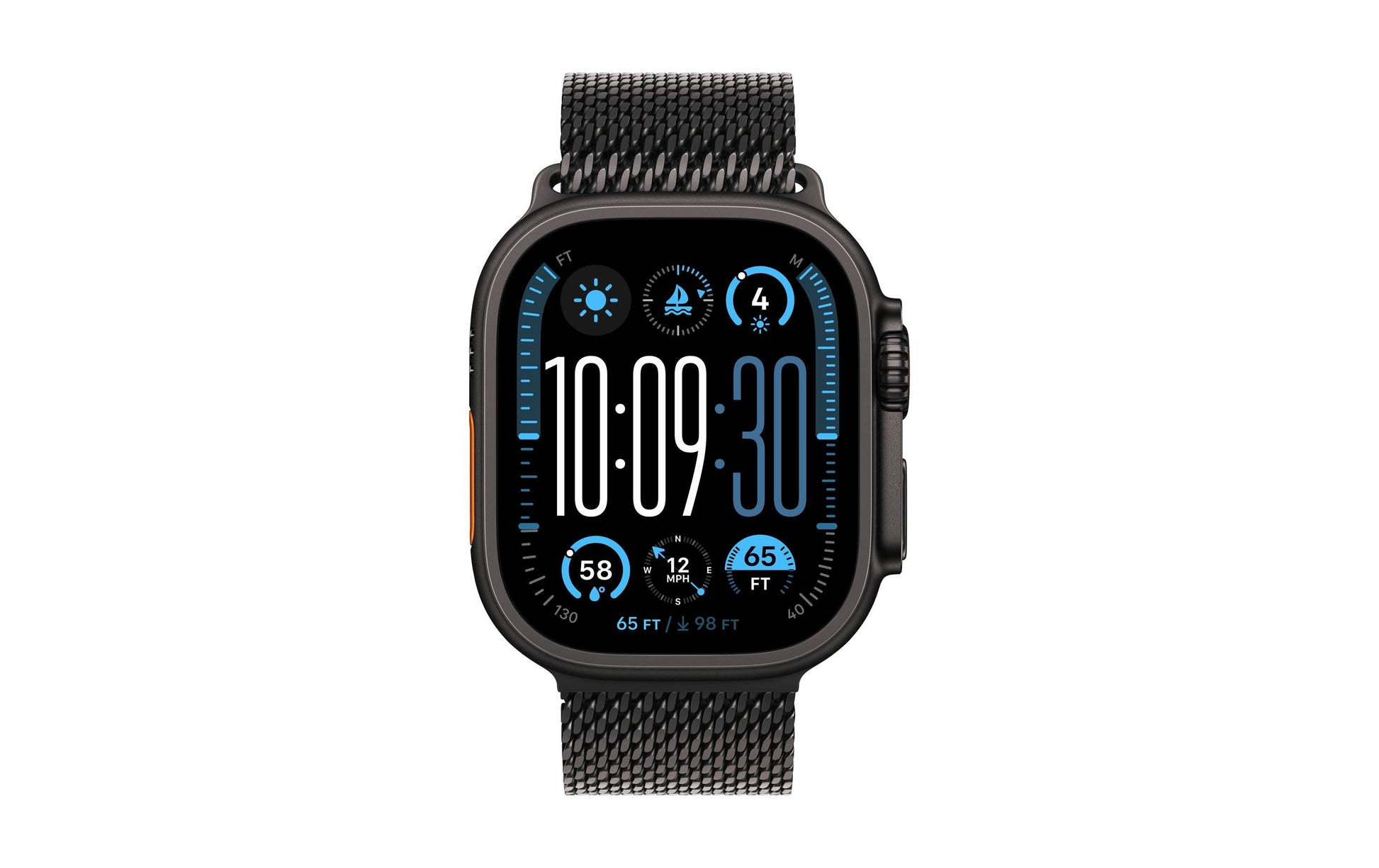 Apple Milanese Loop – Armband – für Apple Watch 49 mm, Schwarz, Grösse L, Titan