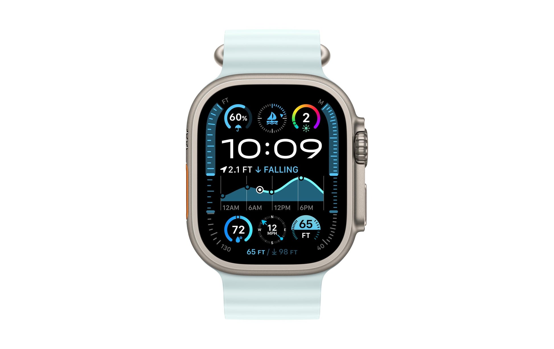 Apple IceBlue OceanBand – Armband – für Apple Watch 49 mm, Hellblau, Elastomer (TPR)