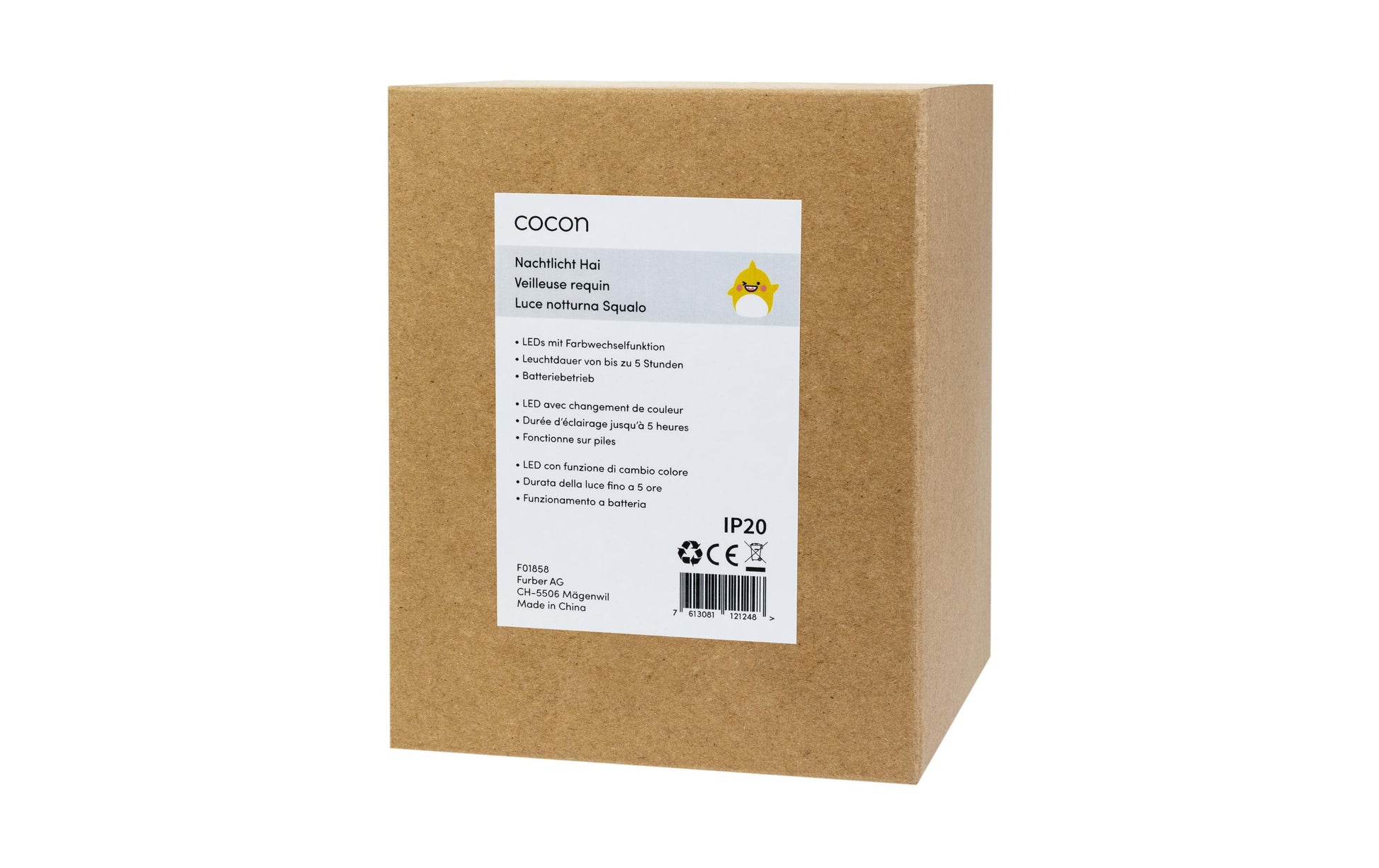 COCON Nachtlicht Hai – Mehrfarbig, Akku – Weiss