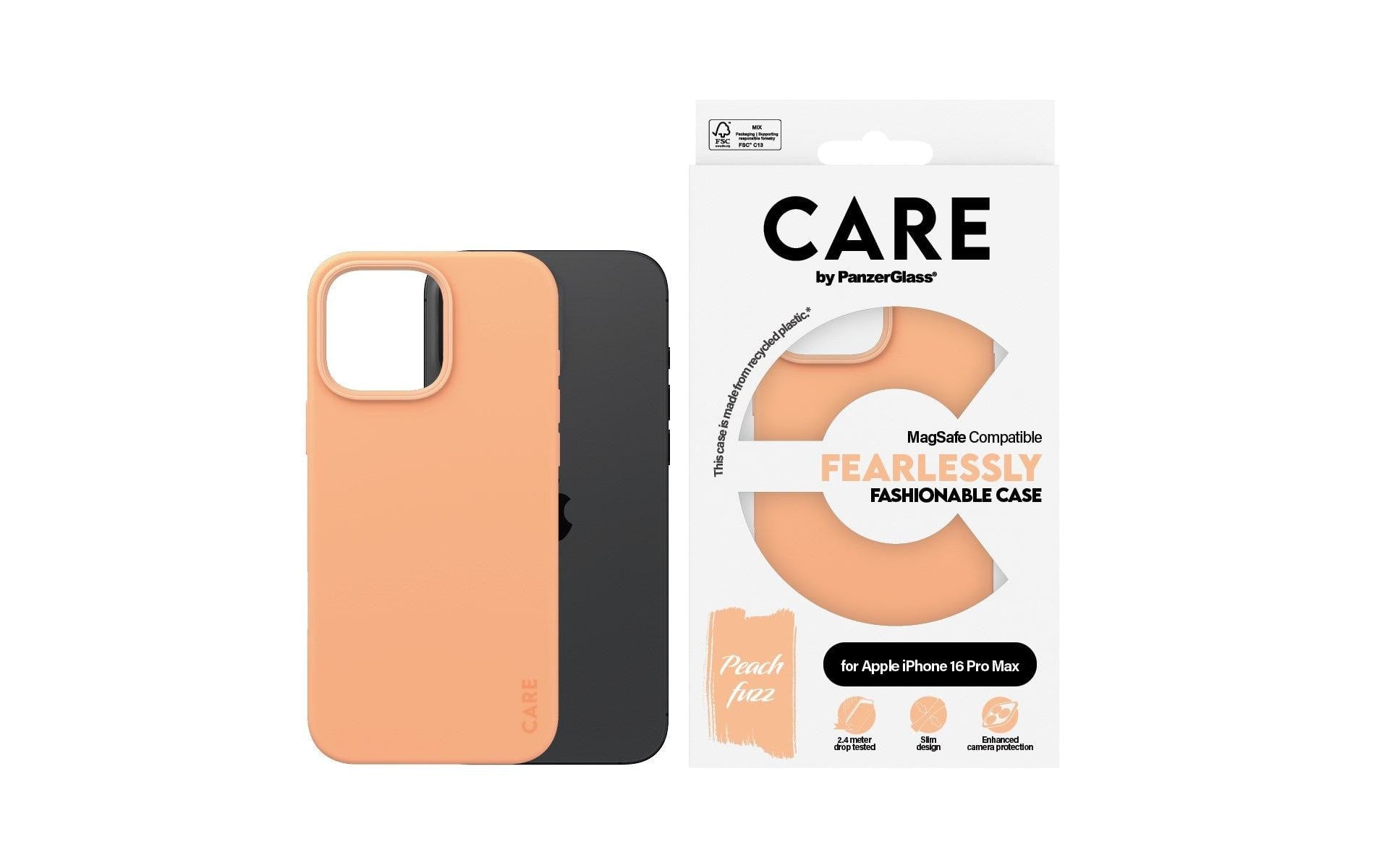 PanzerGlass CARE Backcover – für Apple iPhone 16 Pro Max – MagSafe, Kunststoff, Peachy