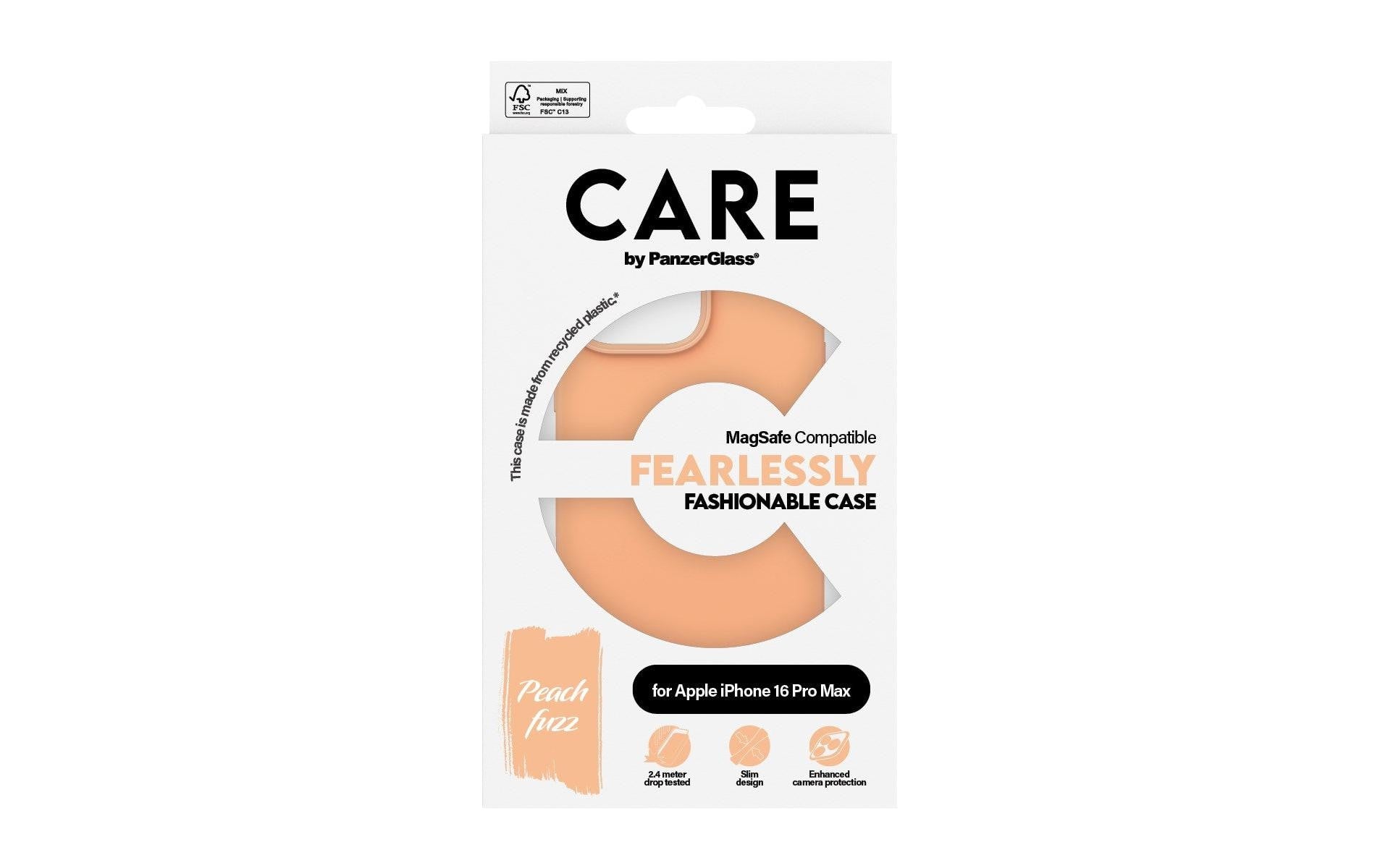 PanzerGlass CARE Backcover – für Apple iPhone 16 Pro Max – MagSafe, Kunststoff, Peachy