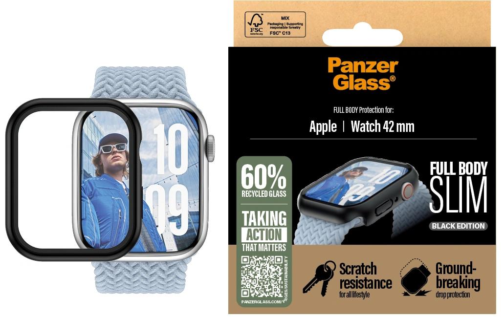 PanzerGlass Full Body (Slim) Displayschutz für Apple Watch Series 10 42 mm, Schwarz, 1 Stück