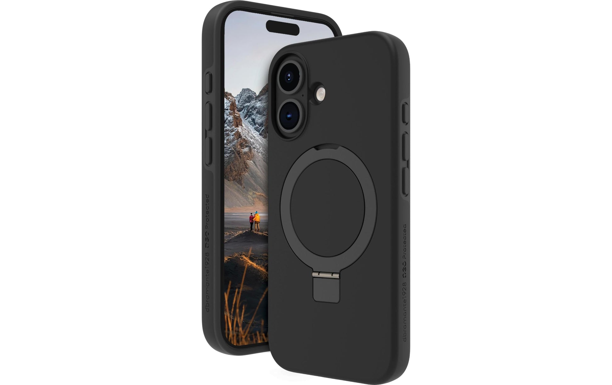 dbramante1928 Iceland Ultra Backcover – für Apple iPhone 16, mit Ständer, Recycling-Kunststoff, Schwarz