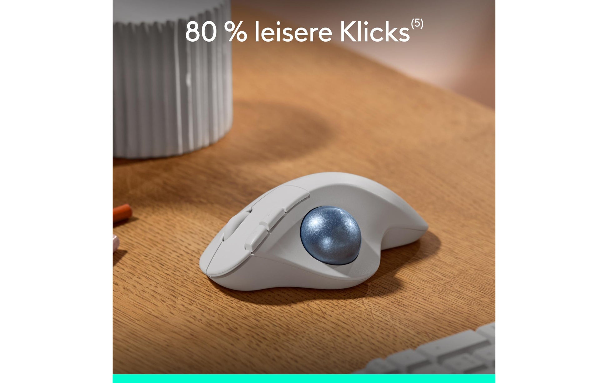Logitech ERGO M575S – Trackball-Maus – Kabellos (Bluetooth/2,4 GHz), Rechts, Blau, Weiss