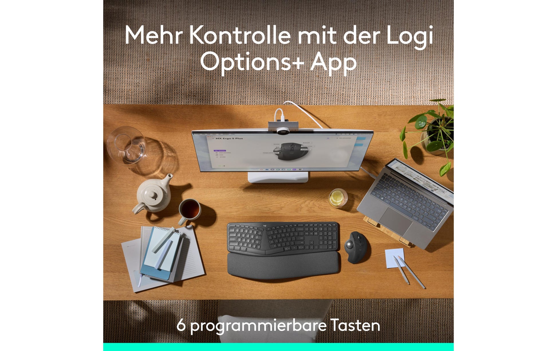 Logitech MX Ergo S – Trackball-Maus – Kabellos (Bluetooth/2,4 GHz), Rechts