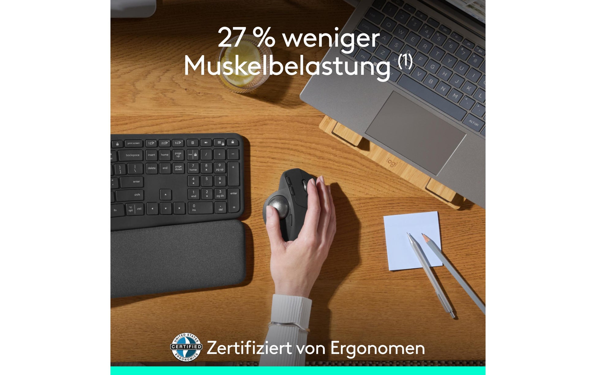 Logitech MX Ergo S – Trackball-Maus – Kabellos (Bluetooth/2,4 GHz), Rechts