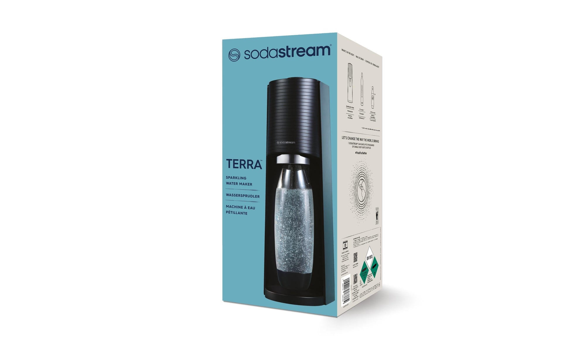 SodaStream Soda-Maker Terra – 1 l PET-Flasche, Karbonisator für 60 l – Schwarz