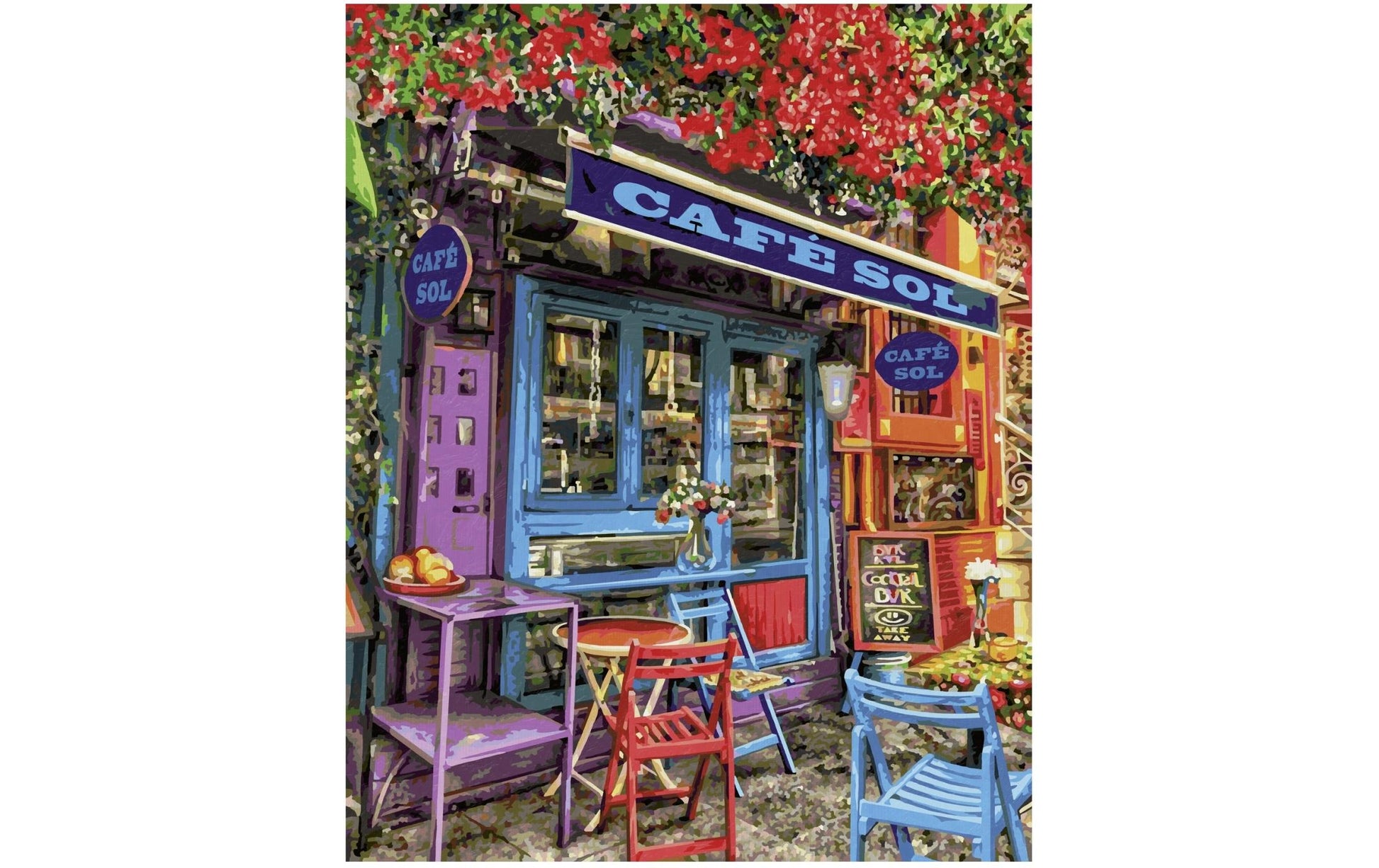 Schipper Malen-nach-Zahlen-Set Buntes Café – 40 × 50 cm – 36 Farben (Acryl) – ab 14 Jahren