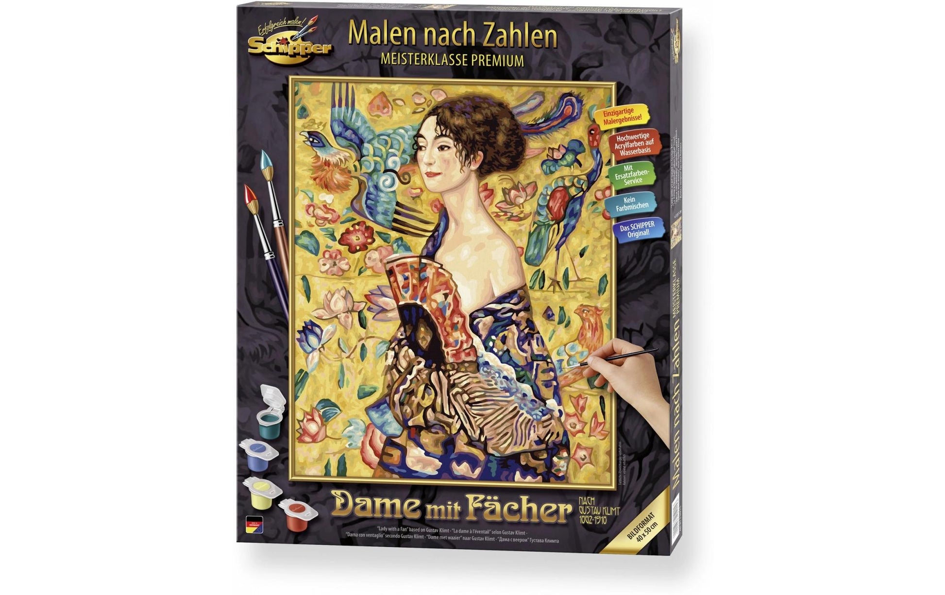 Schipper Malen-nach-Zahlen-Set – Dame mit Fächer – 40 × 50 cm – ab 14 Jahren