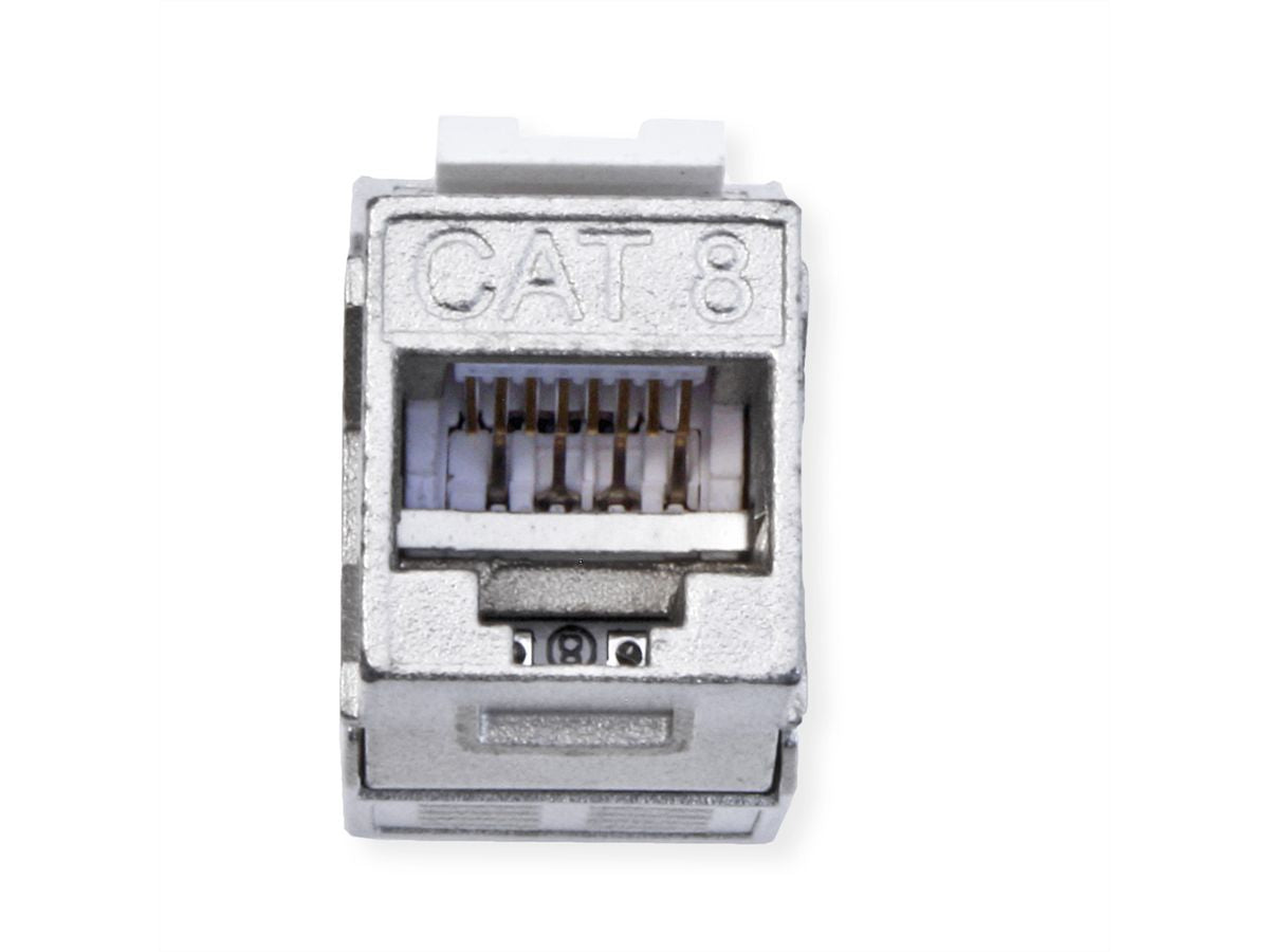 VALUE RJ-45 Keystone Buchse – Cat8.1 / Klasse I, geschirmt, werkzeuglos, 1× RJ-45, silberfarben
