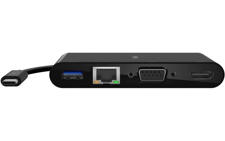Belkin AVC005BTBK Multiport-Adapter – USB-C, 1× HDMI, 1× VGA, 1× USB-A, für Windows/Mac