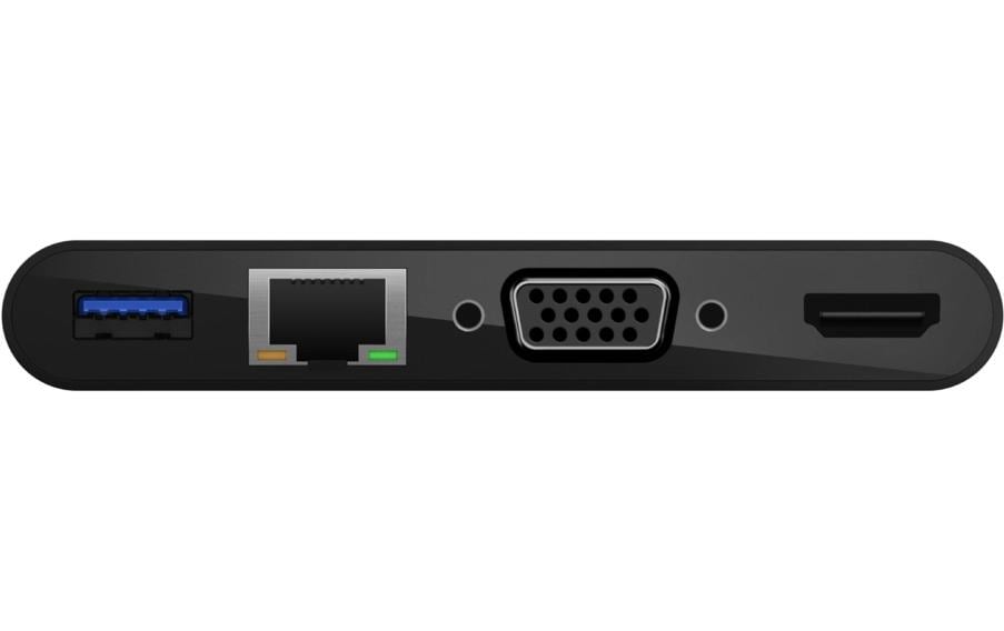 Belkin AVC004BTBK USB-C Multiport-Adapter – HDMI, VGA, RJ-45, USB-A, 4K (3840 × 2160) – 15 cm – Schwarz