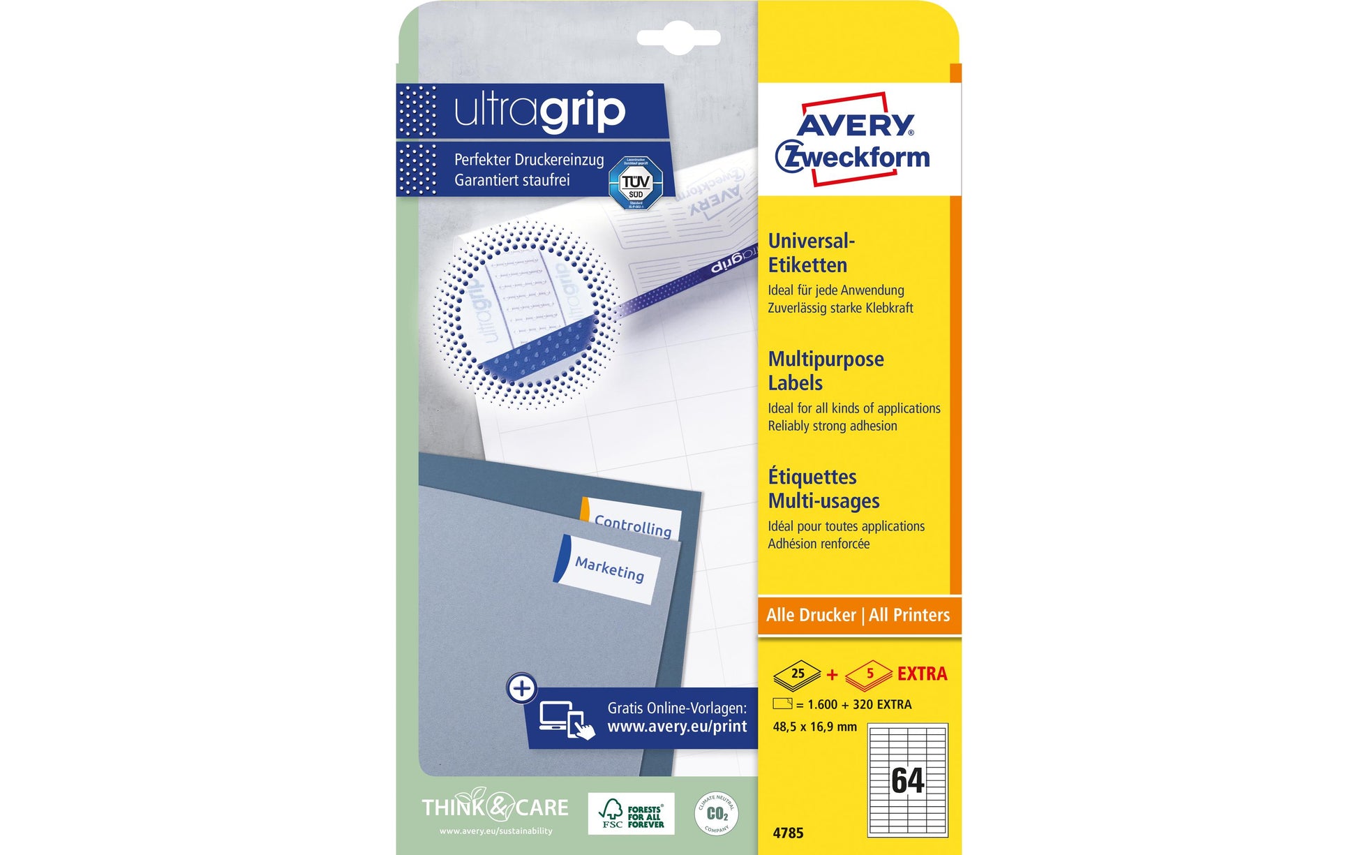 AVERY Zweckform – Etiketten A4 48,5 × 16,9 mm – Papier, weiss – permanent haftend – Laser/Inkjet – 30 Blätter