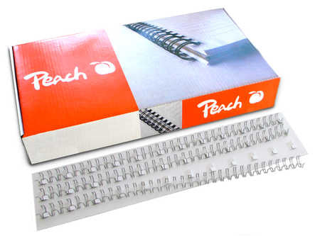 Peach Drahtbinderücken – A4 – Ø 8 mm – 34 Ringe, bis 60 Blatt, Silber – 100 Stk.