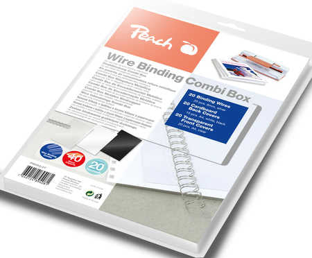 Peach Drahtbinderücken – A4 – 3:1 – Ø 6 mm – bis 45 Blatt, silber – 20 Stk.