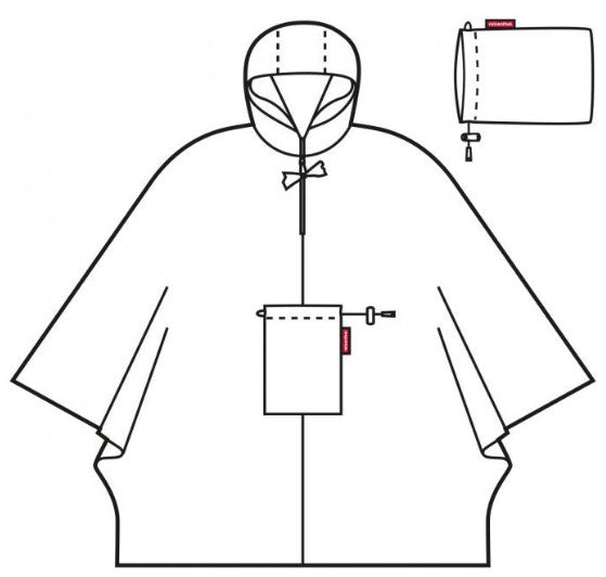 Reisenthel Regenponcho – wasserfest, Zip-In-Funktion – M/L – schwarz – Polyester – 1 Stk.