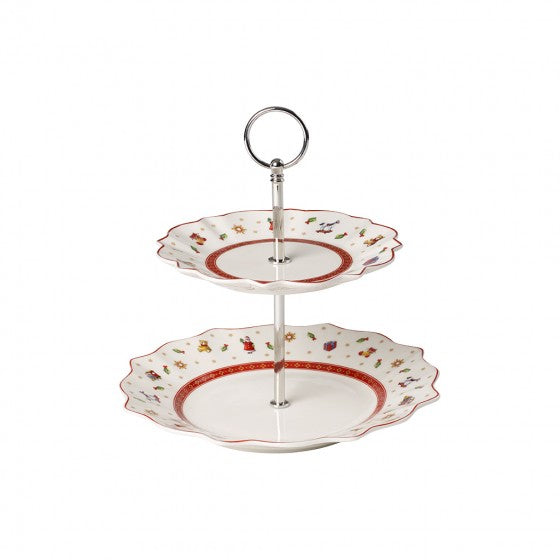 Villeroy & Boch Toys Delight Etagere – Ø 24,0 cm, H 24,0 cm, Porzellan/Metall, Rot/Weiss, mikrowellengeeignet