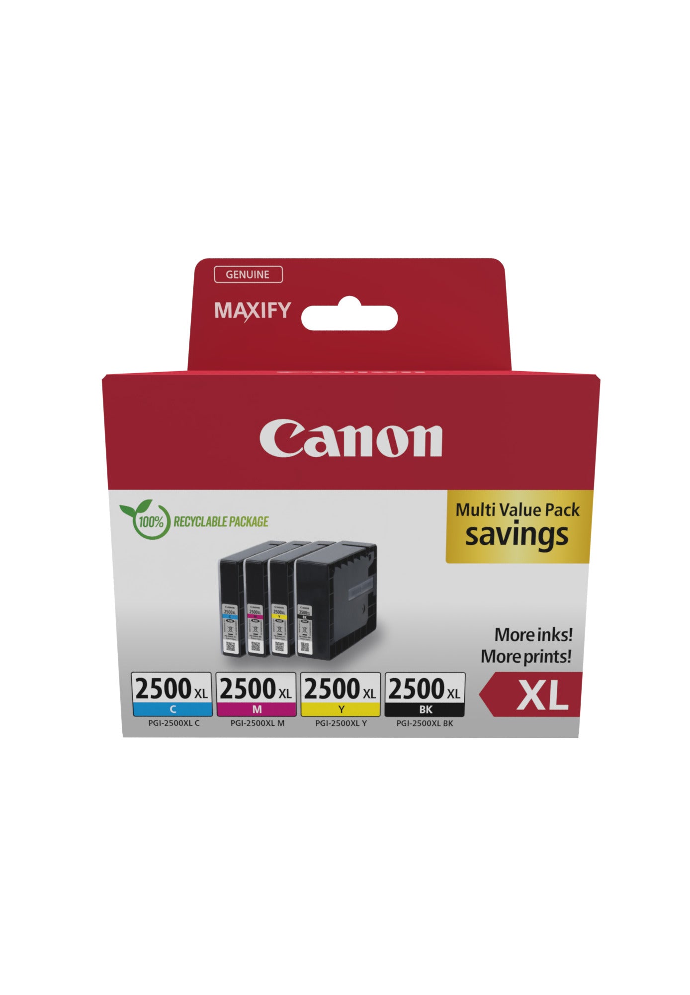 Canon Tintenpatronen-Multipack PGI-2500XL, CMYK, 4er-Pack – für MAXIFY iB4050, MB5050, MB5350