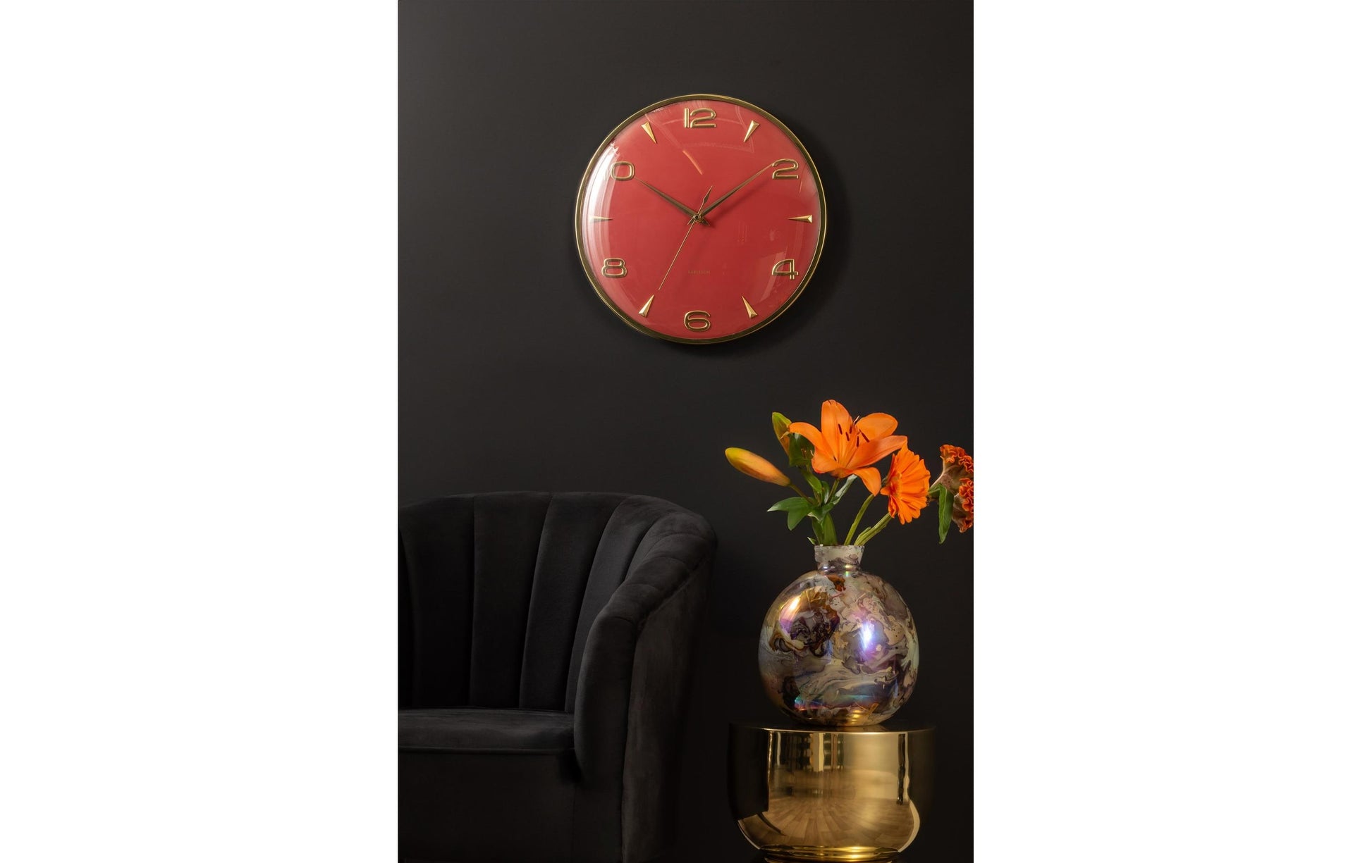 Karlsson Wanduhr Sienna Glow – Ø 40,6 cm, rot, Metall