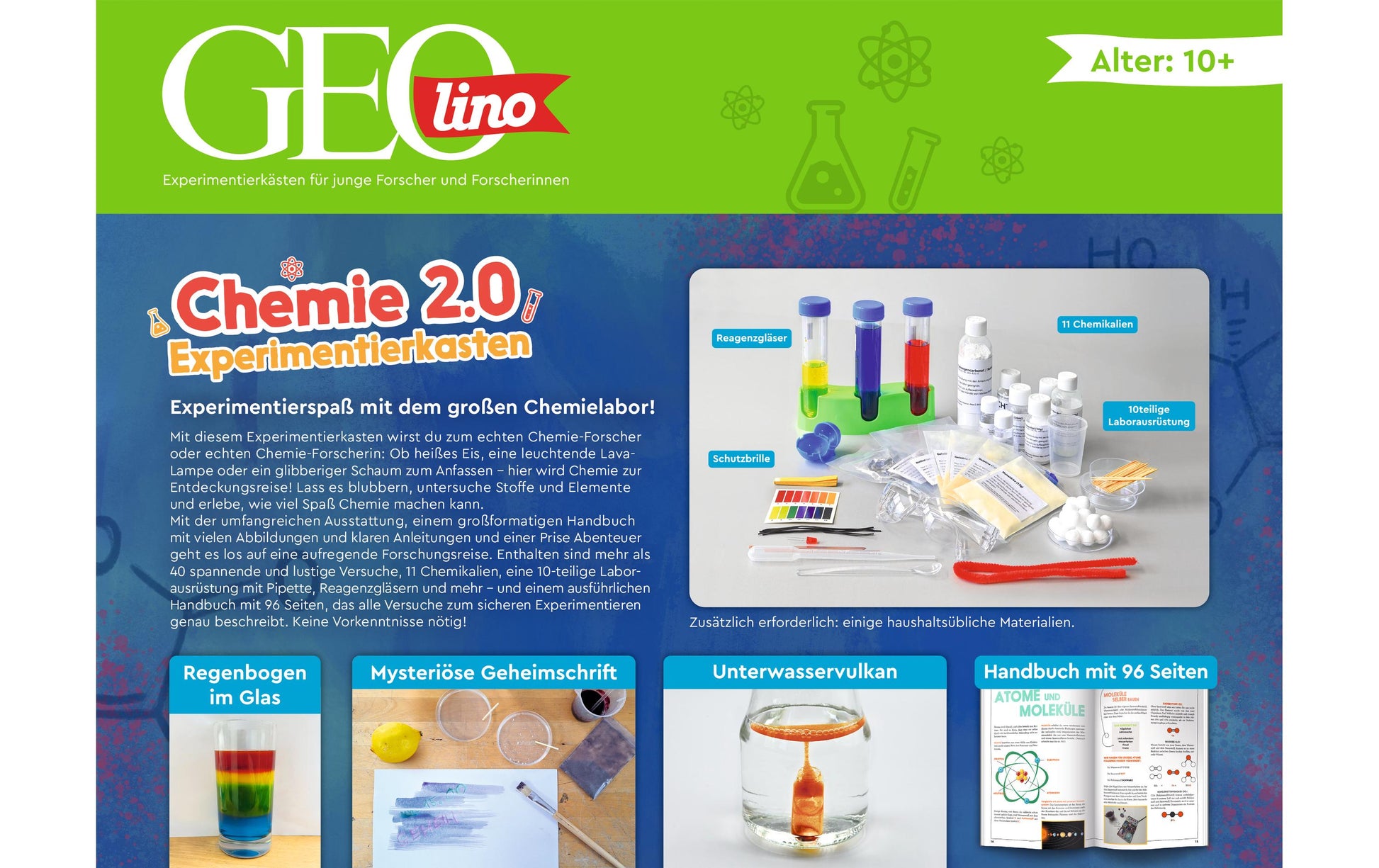 Franzis Verlag Experimentier-Set – GEOlino: Das grosse Chemieset, Chemie, ab 10 Jahren