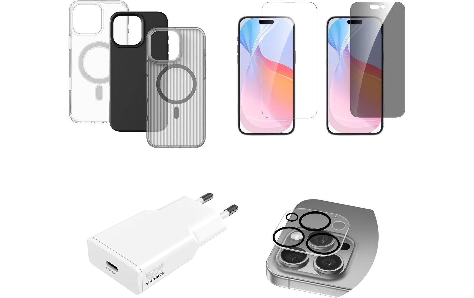 4smarts Halterung – für Apple iPhone 16 Pro Max, Kunststoff, transparent, 3er-Set