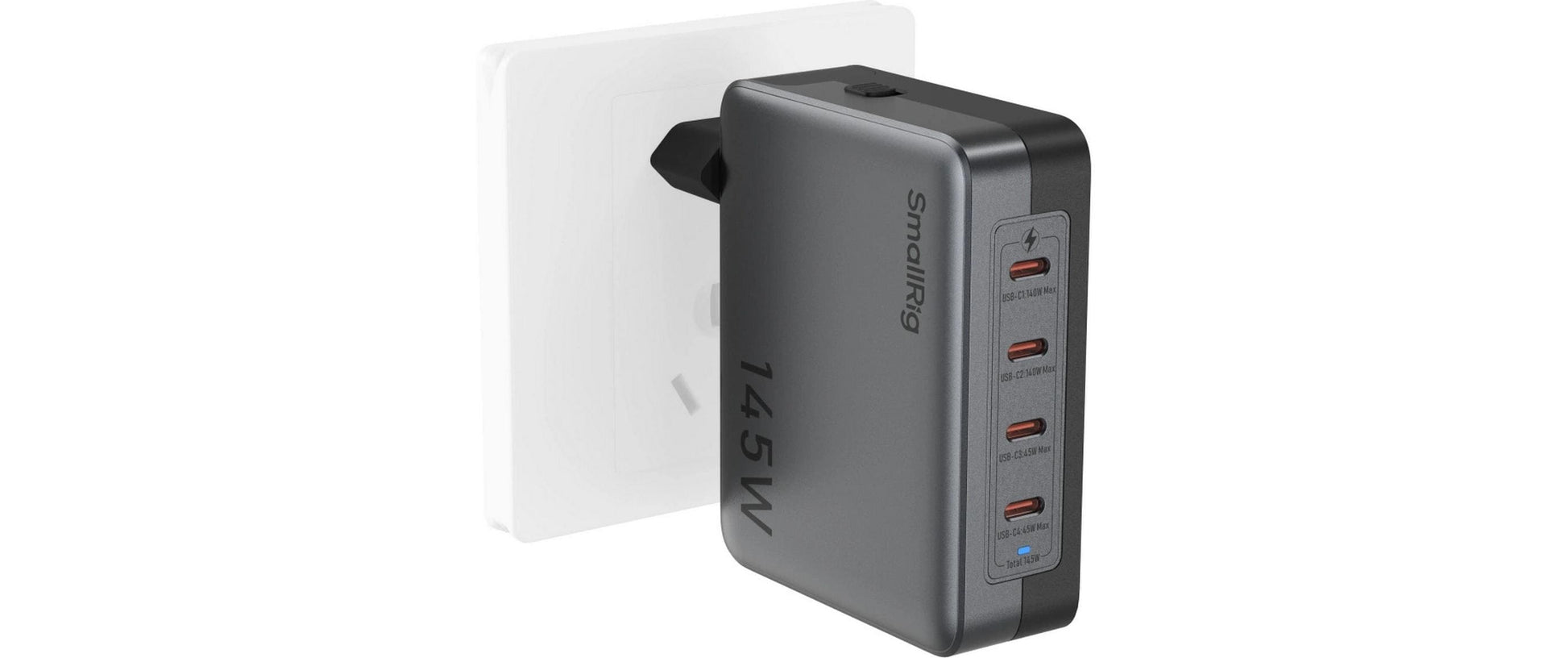 SmallRig 4748 USB-Desktop-Ladegerät 145 W – USB-C×2, USB-A×2 – PD 3.1 – für V-Mount-Akkus, NP-F-Akkus u. a.