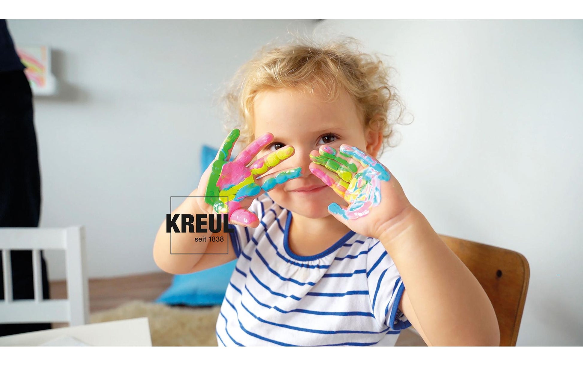 KREUL MUCKI Fingerfarben – Blau, Grün, Pink, Gelb – 4×150 ml (600 ml) – ab 2 Jahren
