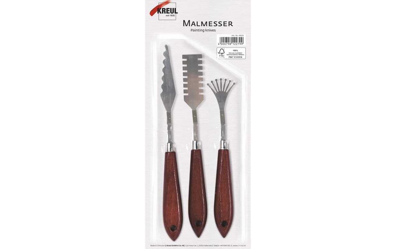 KREUL Modelliermesser – Metall, Holz, Silber, Holz, 3er-Set, FSC-zertifiziert
