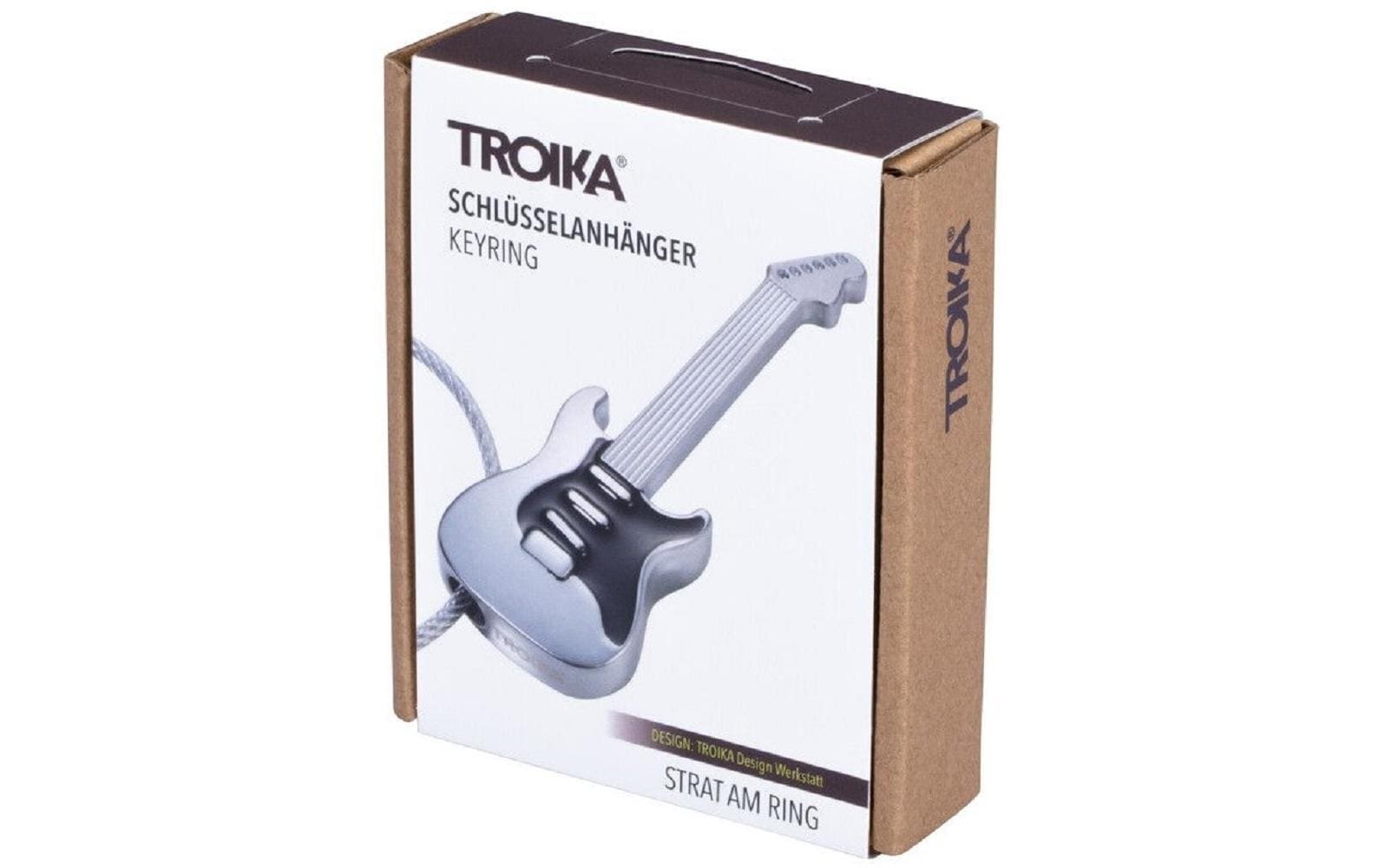 TROIKA Schlüsselanhänger Gitarre – Metall, Grau/Schwarz, 65 × 22 × 8 mm, 6er-Pack