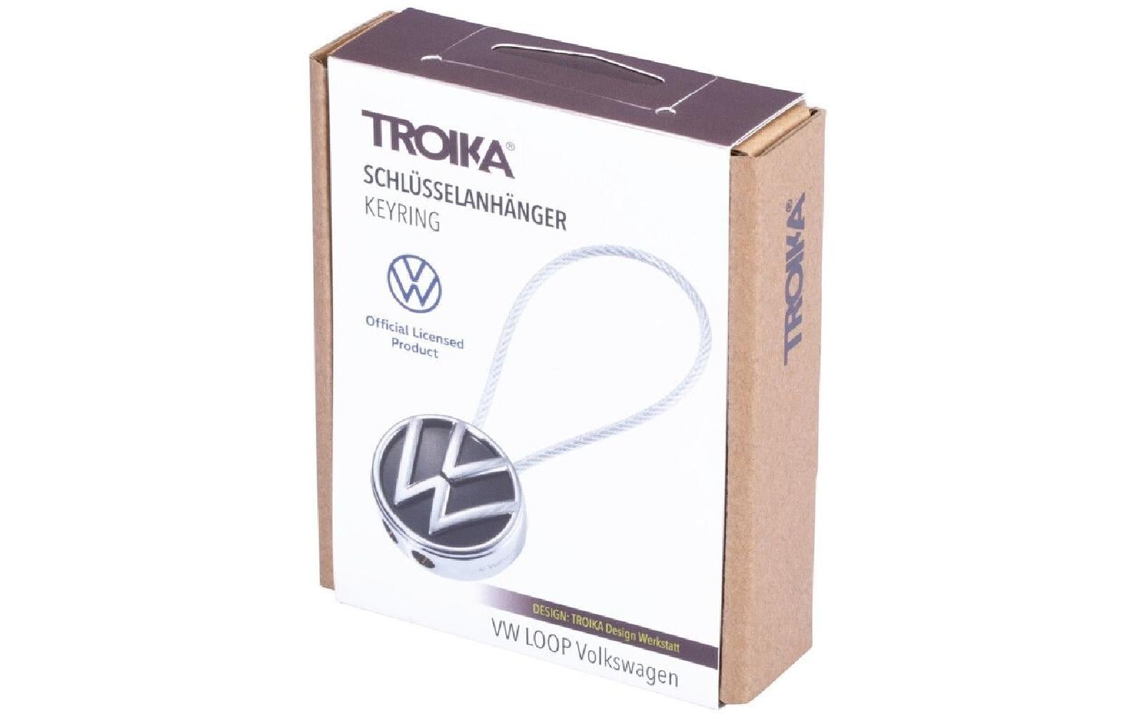 TROIKA Schlüsselanhänger VW Loop – Metall, Schwarz/Silber, 80 × 32 × 12 mm, 6er-Pack