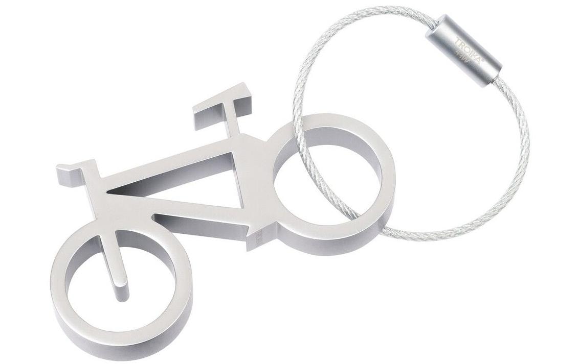 TROIKA Flaschenöffner-Schlüsselanhänger Fahrrad – Flaschenöffner, Aluminium, Silber, 6er-Pack