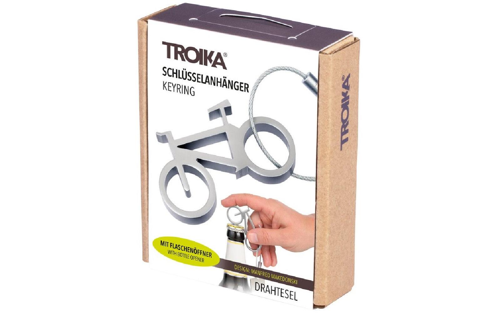 TROIKA Flaschenöffner-Schlüsselanhänger Fahrrad – Flaschenöffner, Aluminium, Silber, 6er-Pack