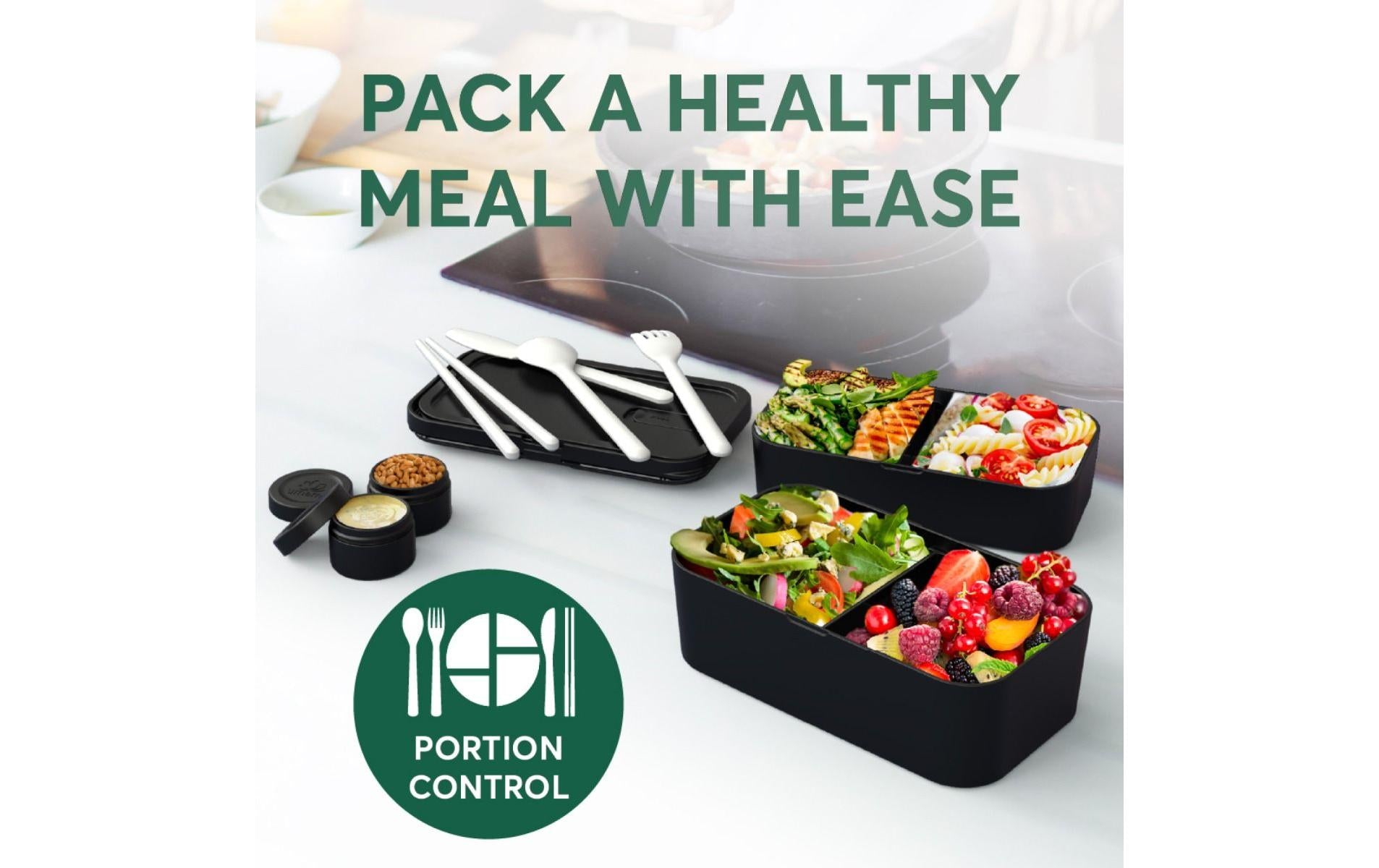 Umami Nestable – Lunchbox 1,5 l, 11 × 18,2 × 7 cm, Polypropylen (PP), schwarz/rosenholz, leckdicht