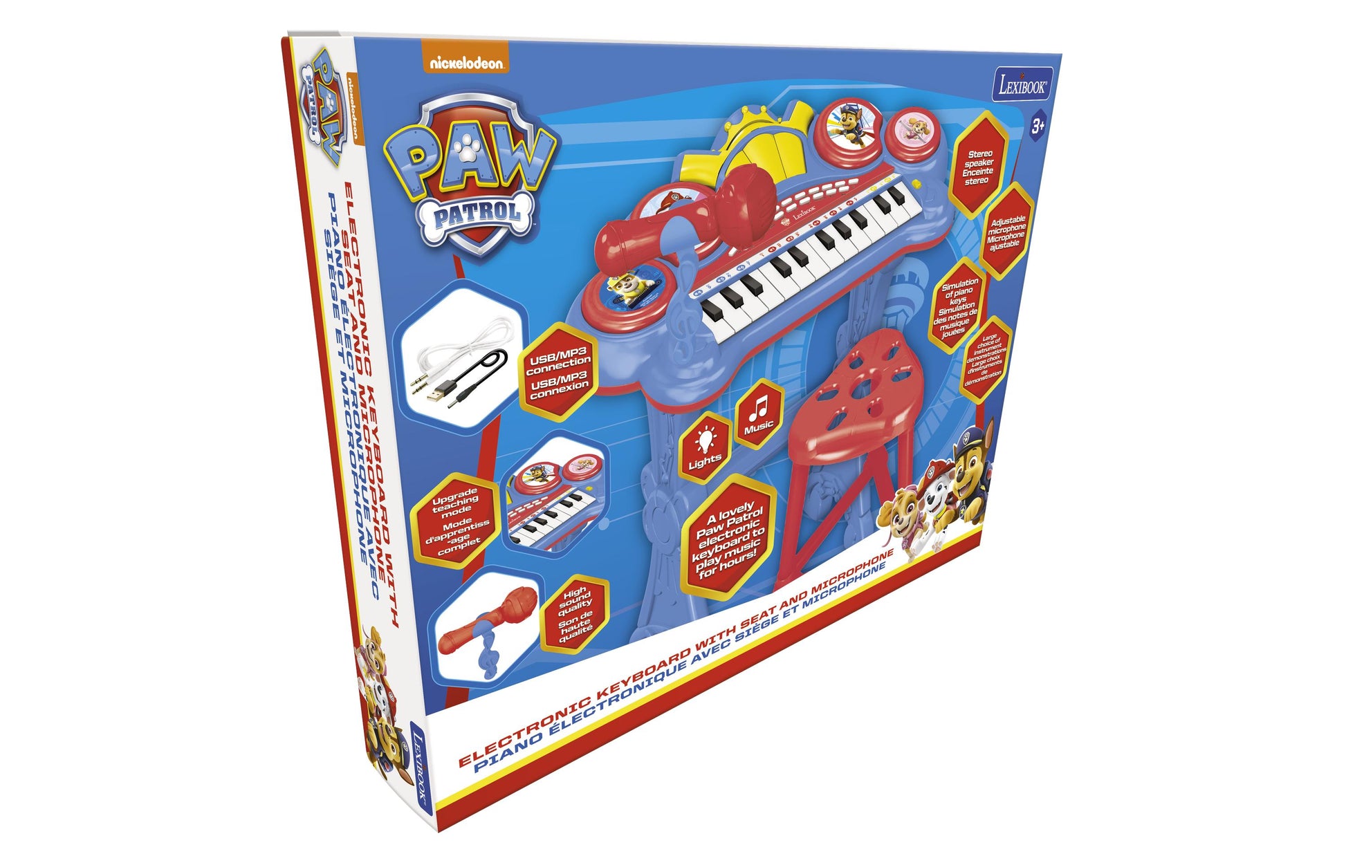 Lexibook Klavier PAW Patrol – 24 Tasten, mit Sitz, Mikrofon, Aux-In – 41 × 59 × 21 cm – ab 3 J.